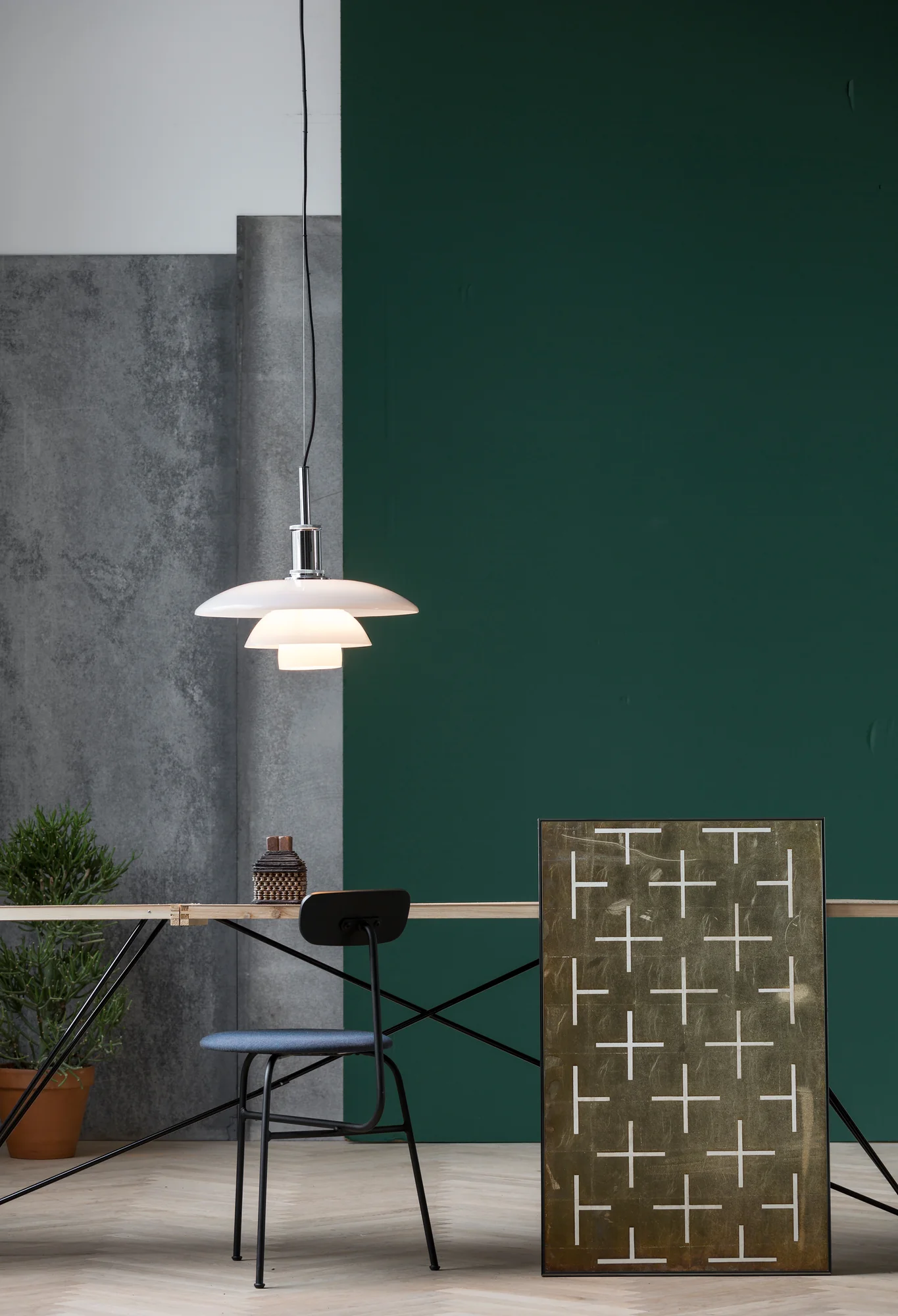 Lampa wisząca PH 4½-4 biały z chromowanym wykończeniem - Image 2