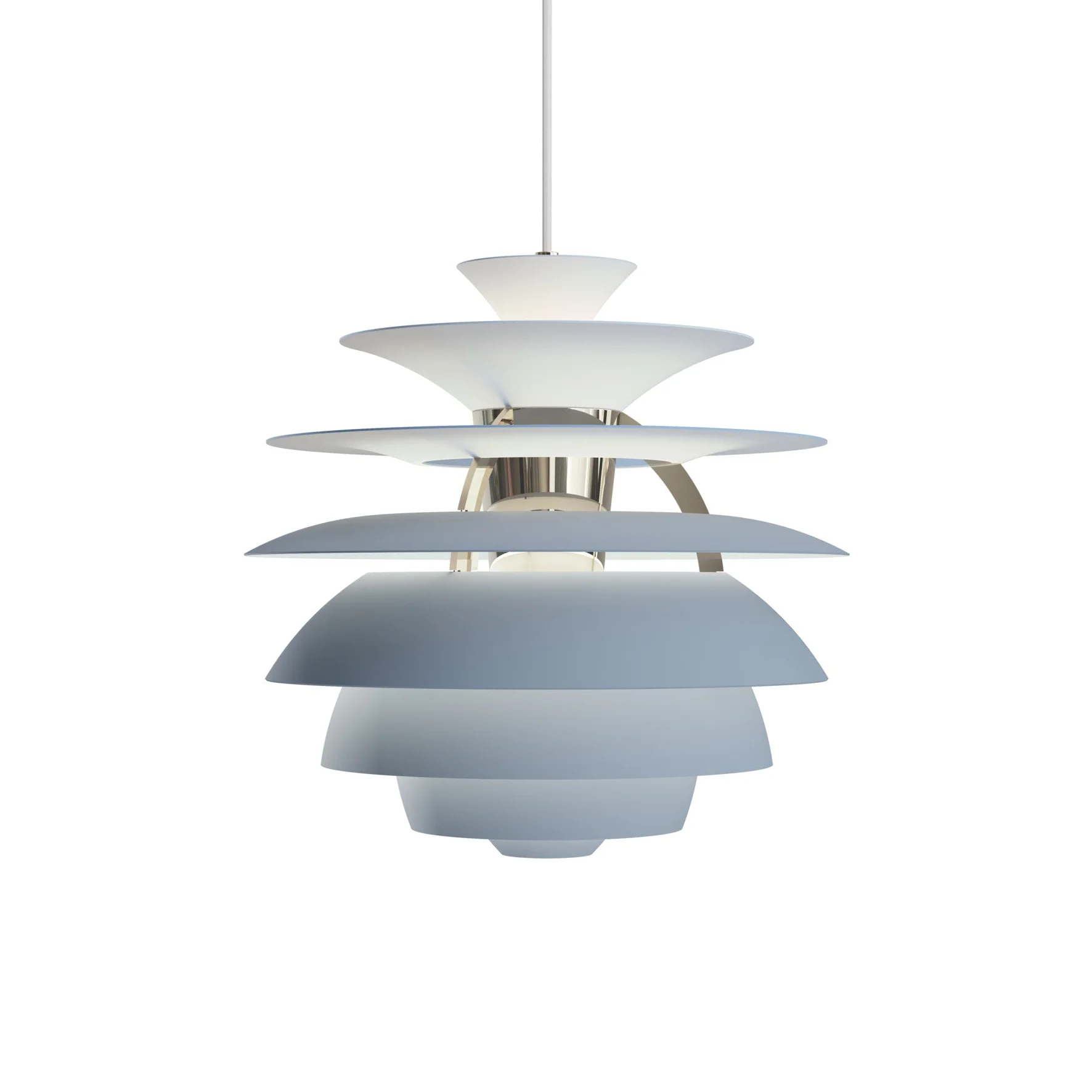 Lampa wisząca PH SNOWBALL brudny niebieski z chromowanym wykończeniem