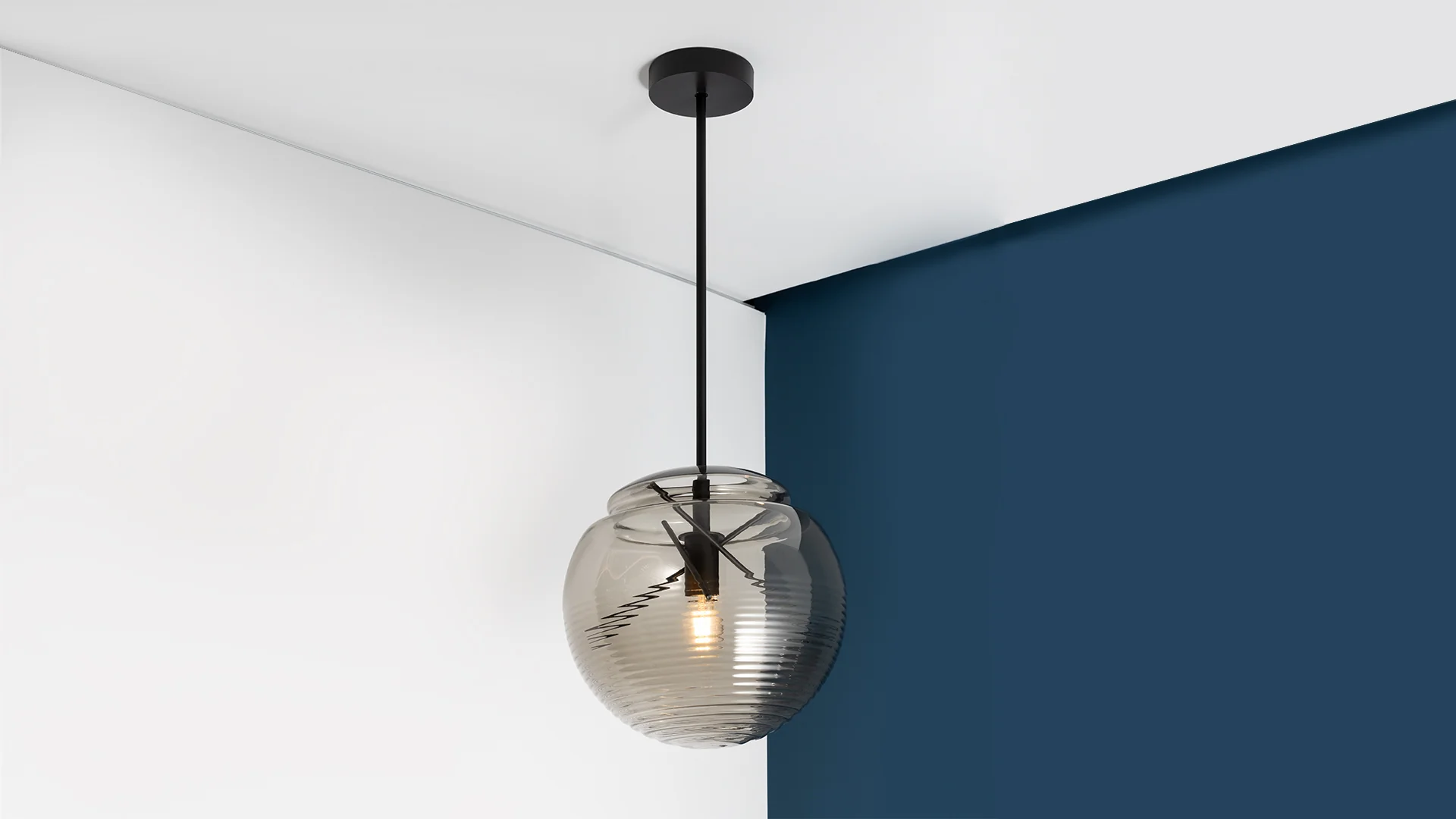 Lampa wisząca VITRUVIO czarny ze szklanym kloszem - Image 2