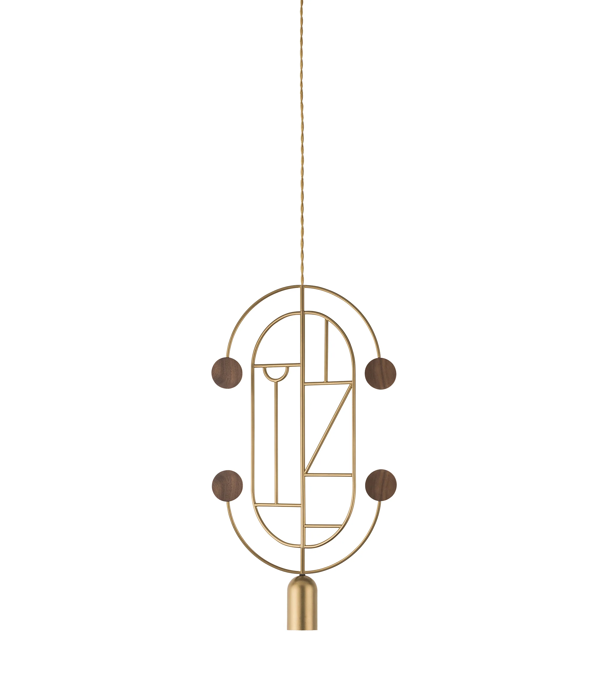 Lampa wisząca WOODEN DOTS WDS04 mosiężny z drewnem orzechowym - Image 3