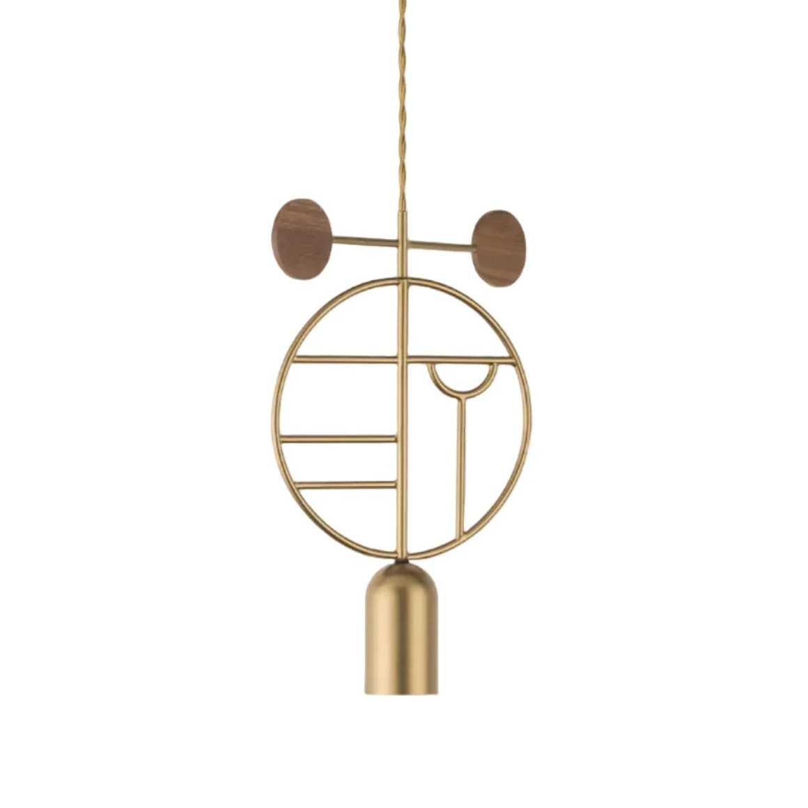Lampa wisząca WOODEN DOTS WD06 mosiężny z drewnem orzechowym