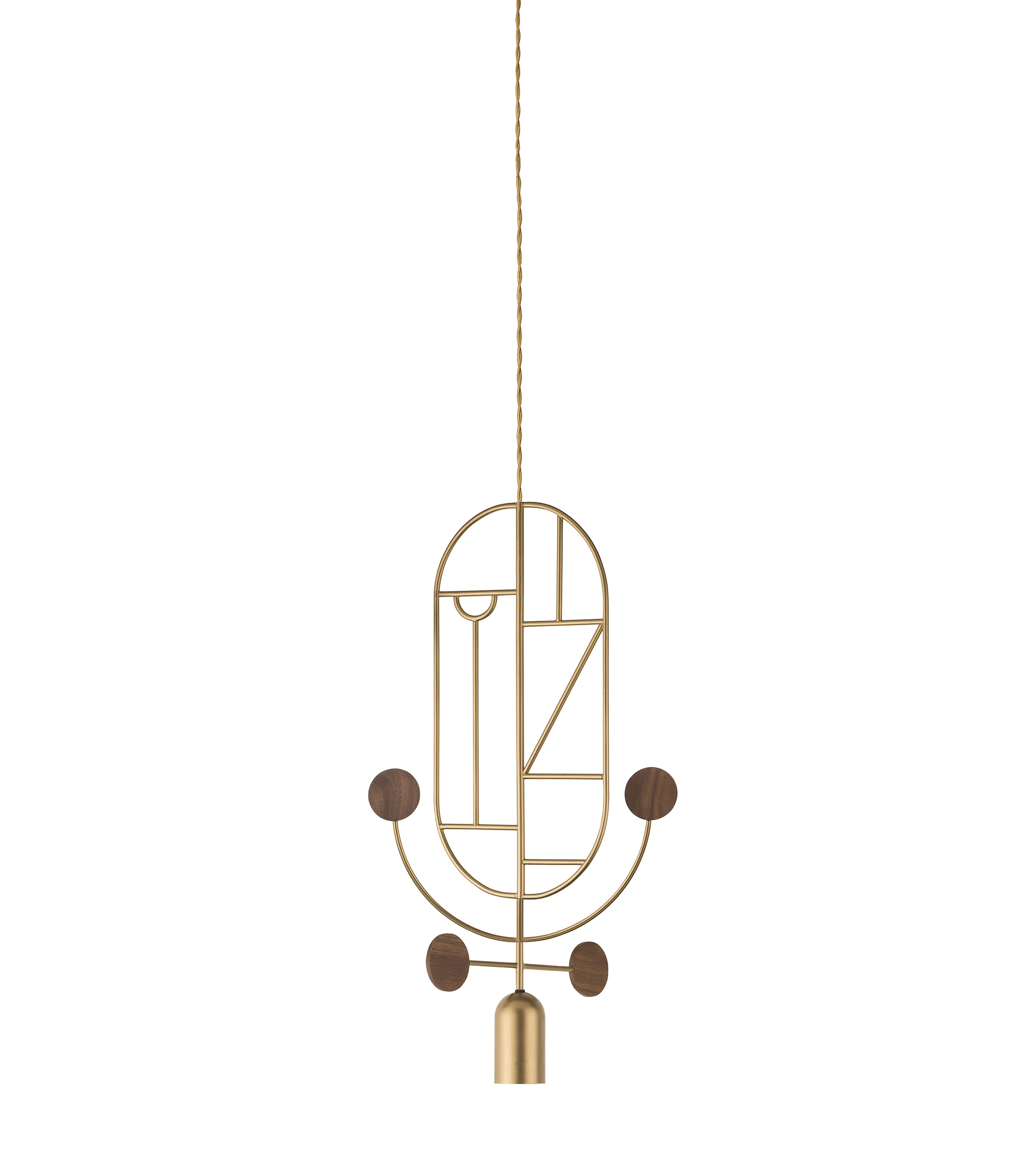 Lampa wisząca WOODEN DOTS WDS05 mosiężny z drewnem orzechowym - Image 3