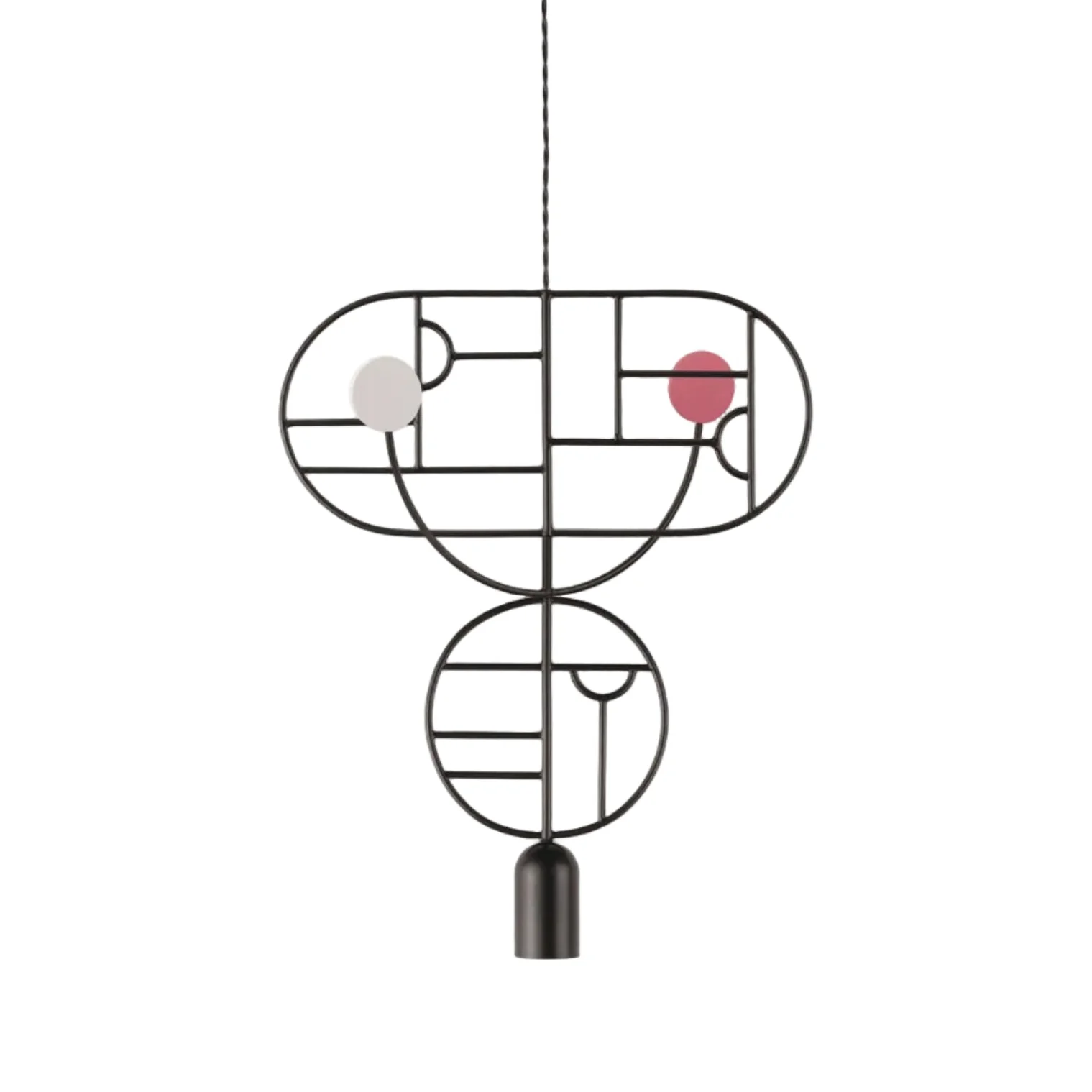 Lampa wisząca WOODEN DOTS WDS07 grafitowy z białym i czerwonym