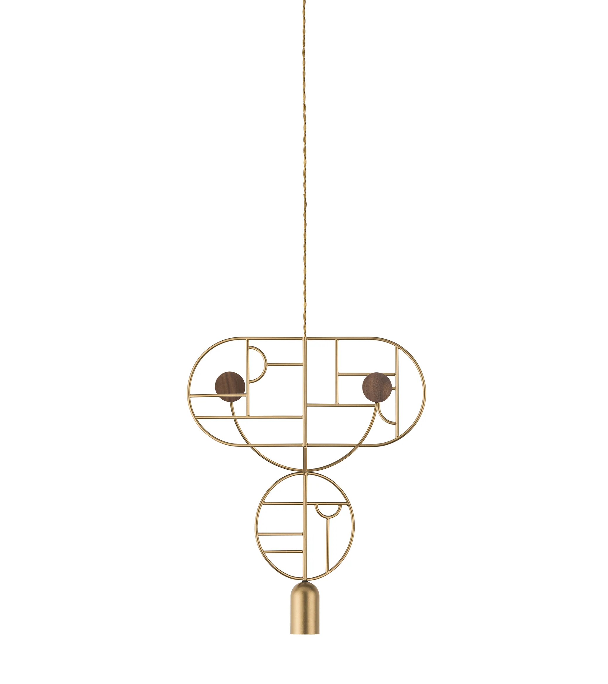 Lampa wisząca WOODEN DOTS WDS07 mosiężny z drewnem orzechowym - Image 3