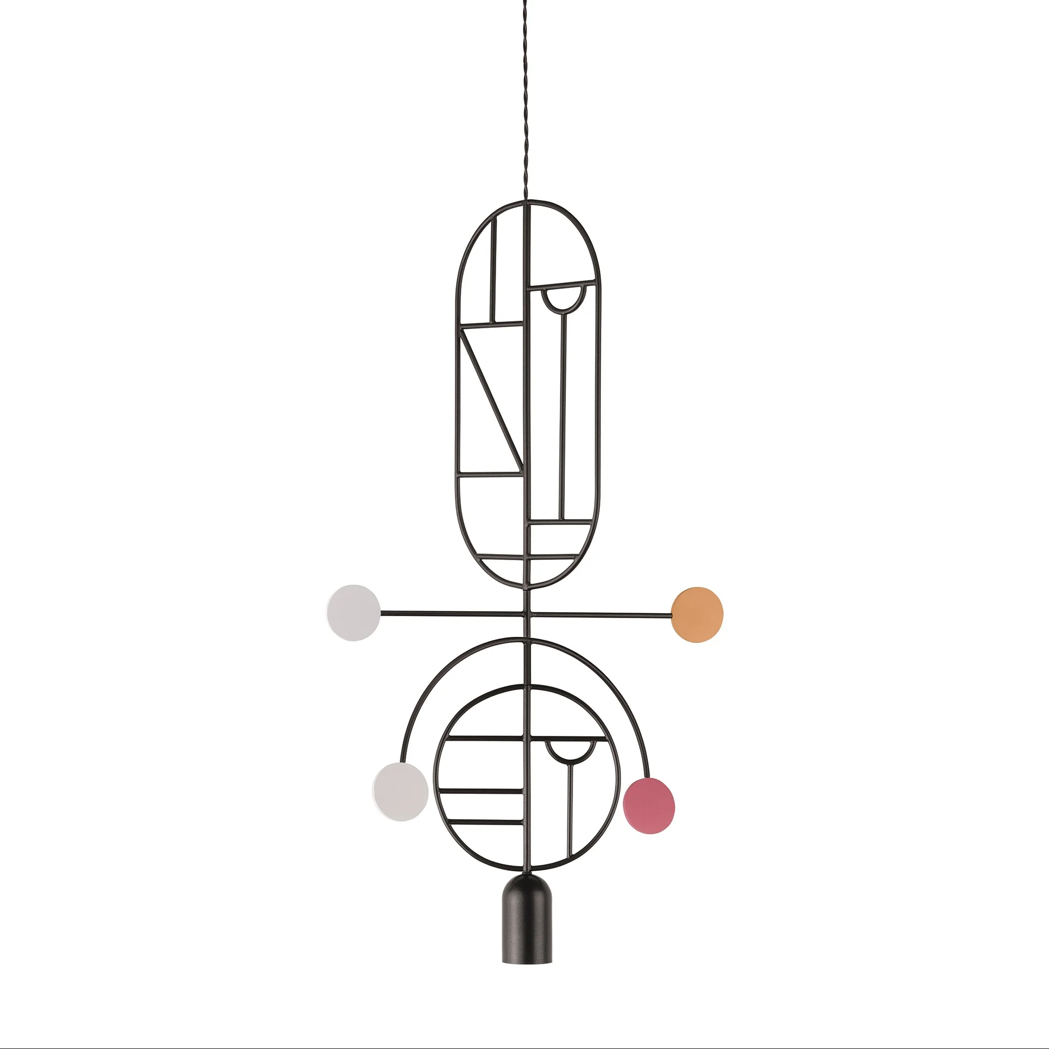 Lampa wisząca WOODEN DOTS WDS08 grafitowy z białym i czerwonym