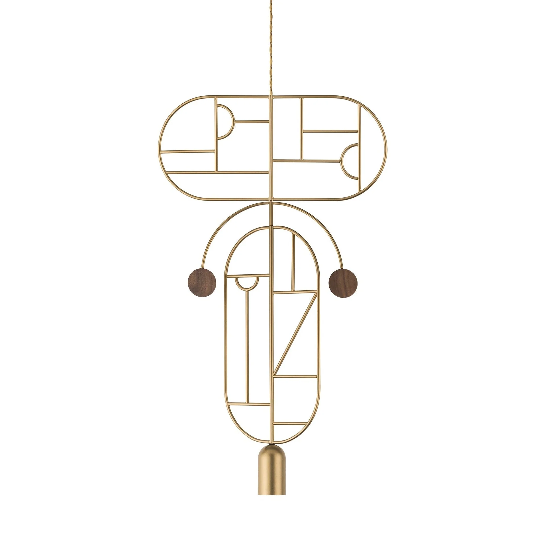 Lampa wisząca WOODEN DOTS WDS09 mosiężny z drewnem orzechowym