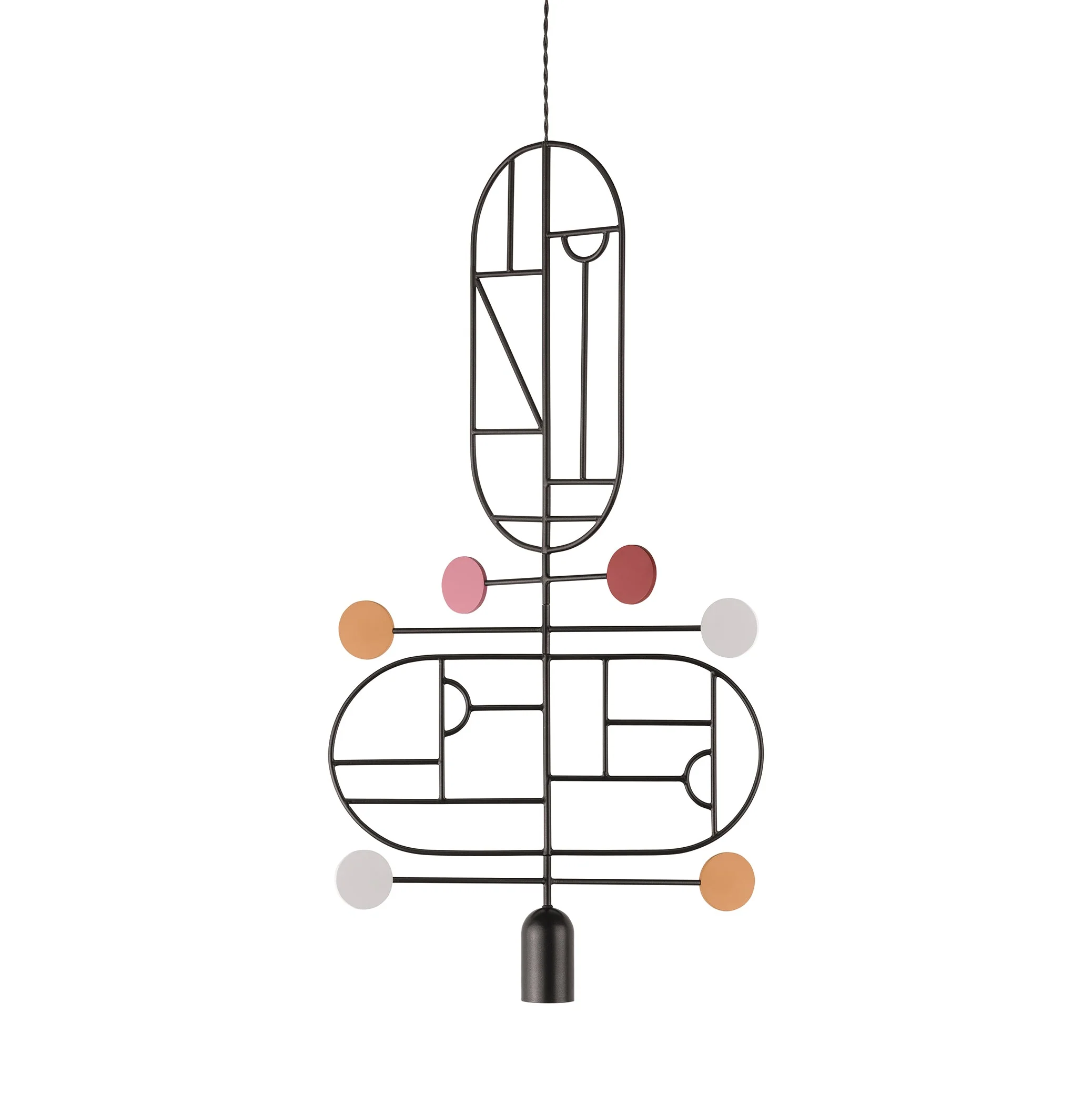 Lampa wisząca WOODEN DOTS WDS13 grafitowy z odcieniami czerwieni i bieli