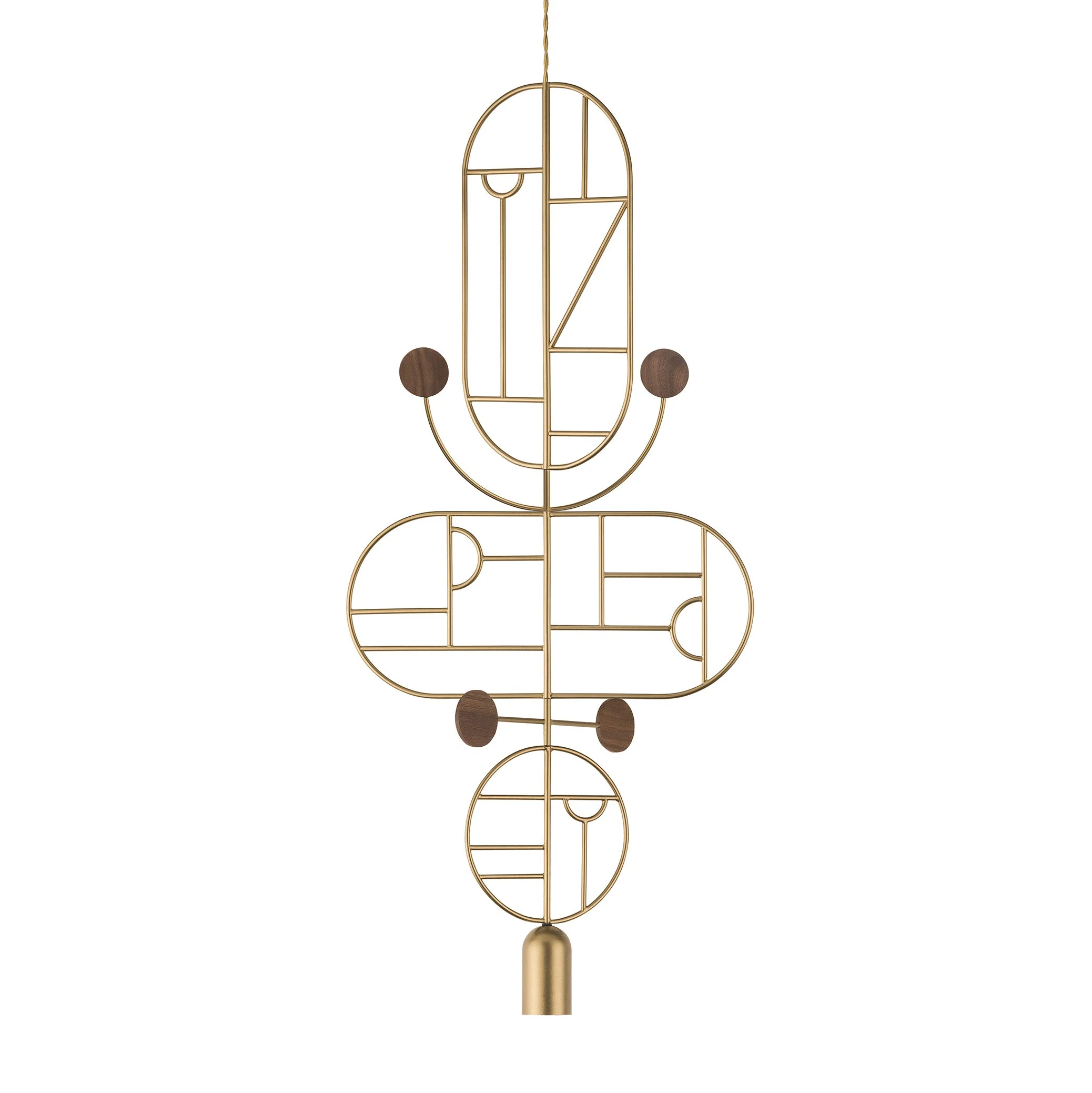 Lampa wisząca WOODEN DOTS WDS15 mosiężny z drewnem orzechowym
