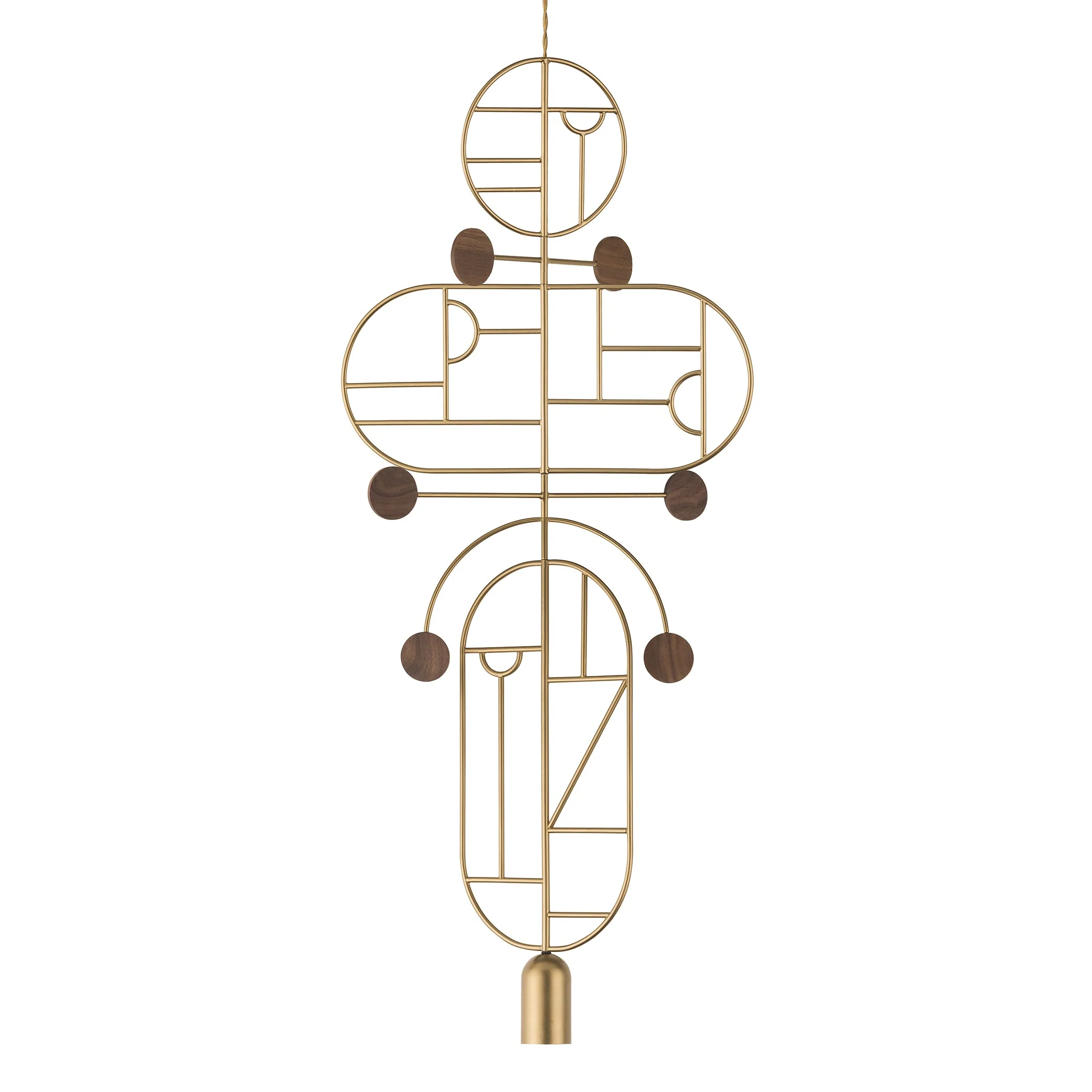 Lampa wisząca WOODEN DOTS WDS19 mosiężny z drewnem orzechowym