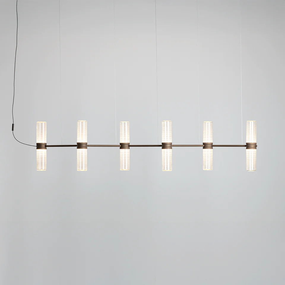 Lampa wisząca ZEPHYR LINEAR transparentny z brązowym wykończeniem - Image 4