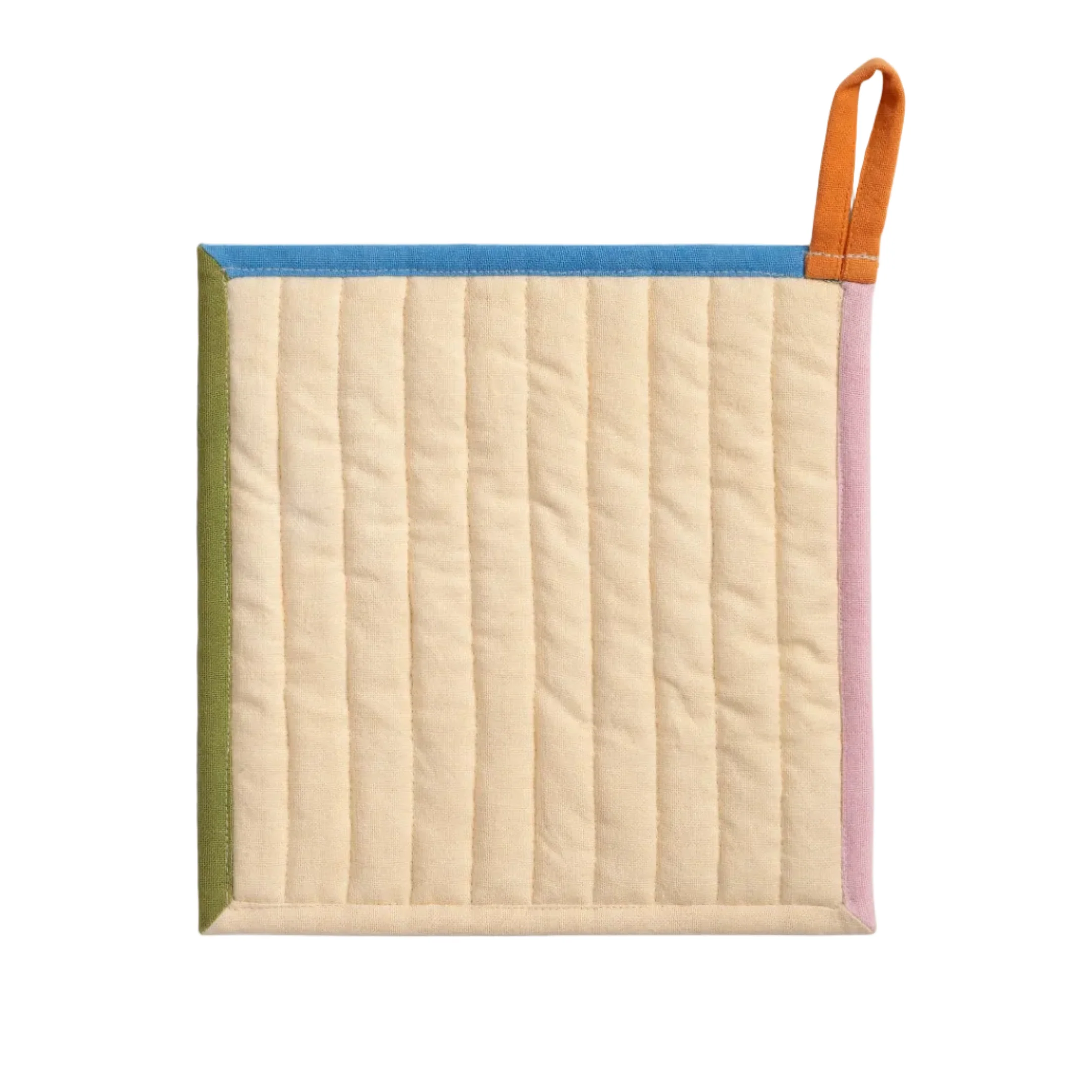 Łapka kuchenna STITCH CHECK bordowy z beżowym i pomarańczowym - Image 3