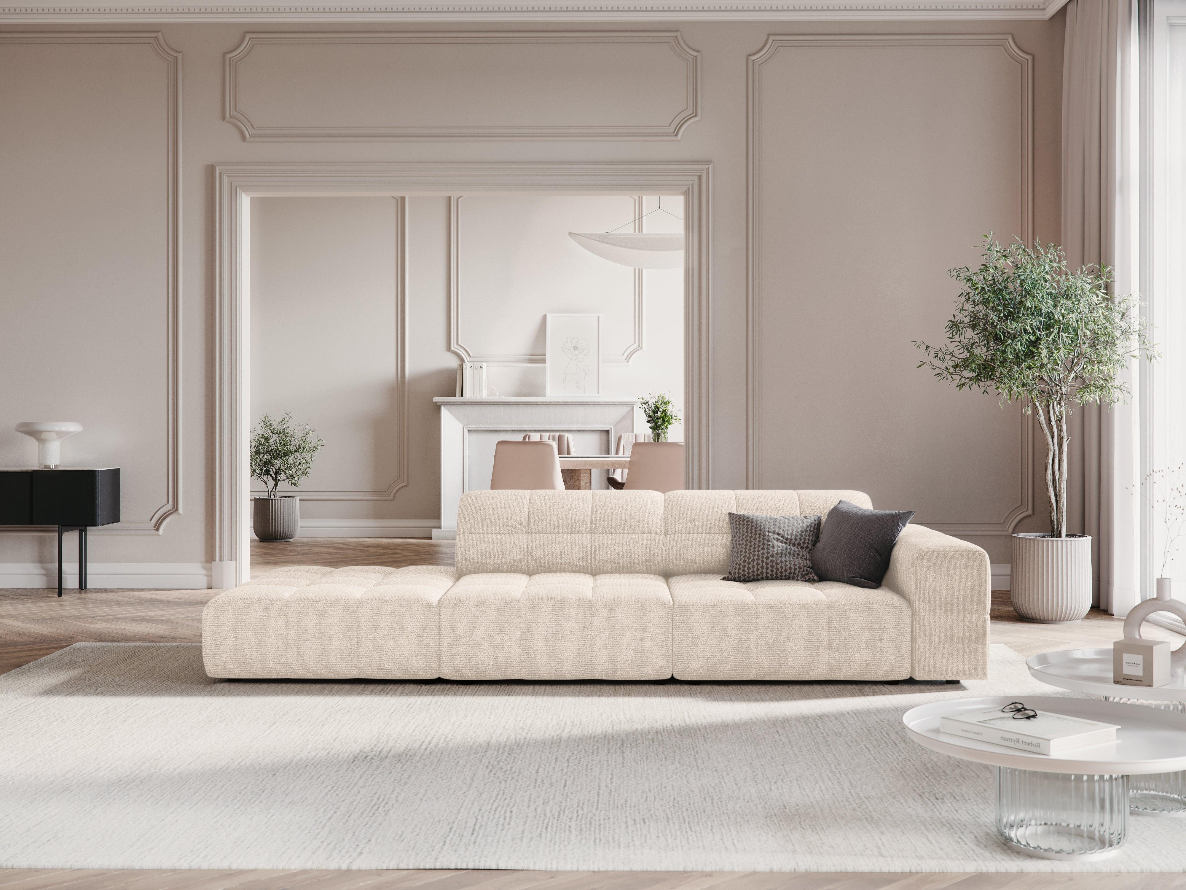 Sofa lewostronna 3-osobowa CHICAGO jasnobeżowy szenil - Image 2