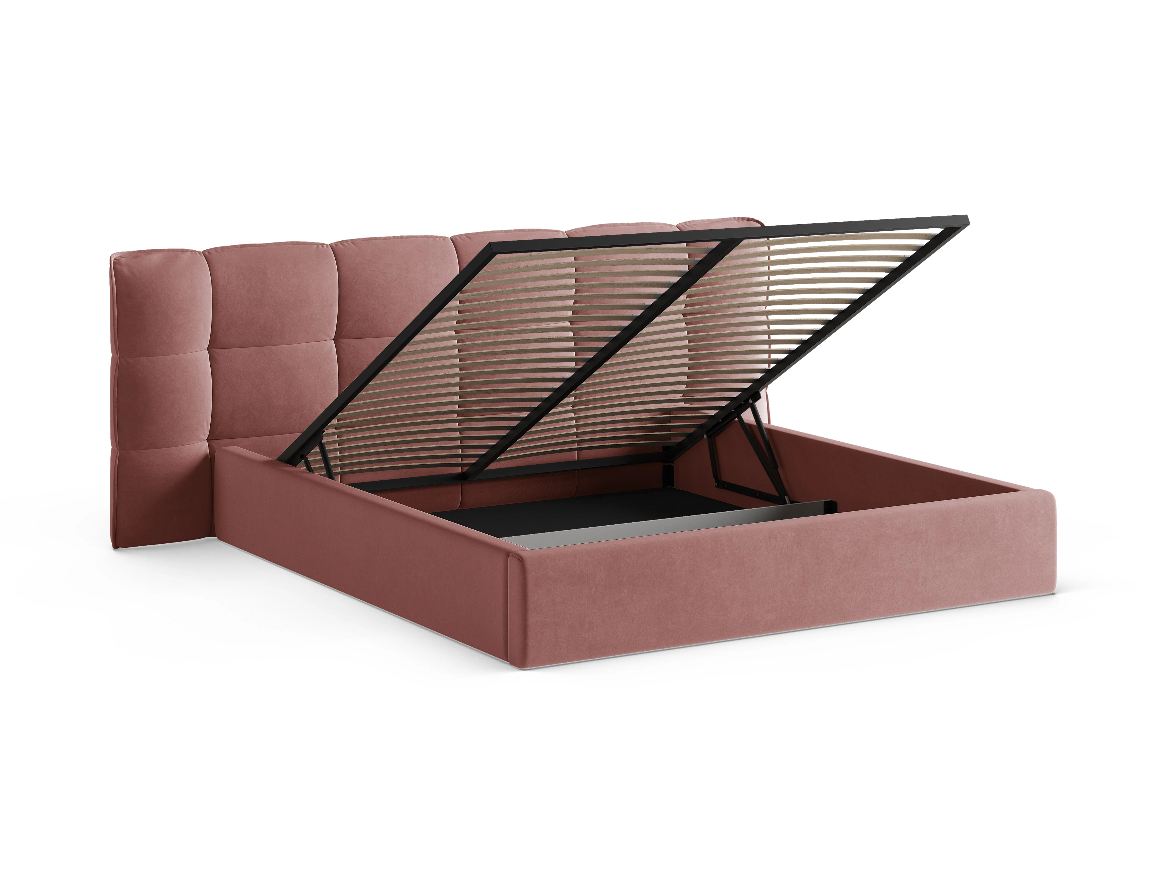 Łóżko aksamitne z pojemnikiem ERIC różowy flamingo - Image 6