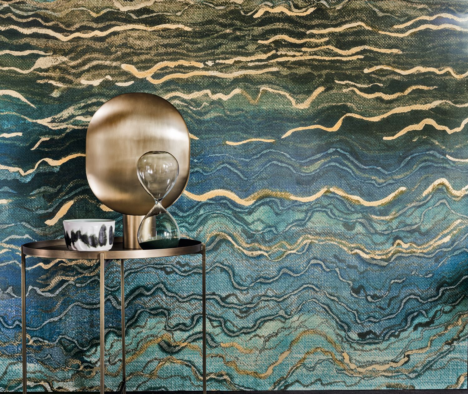 Mural metaliczny AZURITE - BLEU/VERT/DORÉ niebieski ze złotym - Image 3