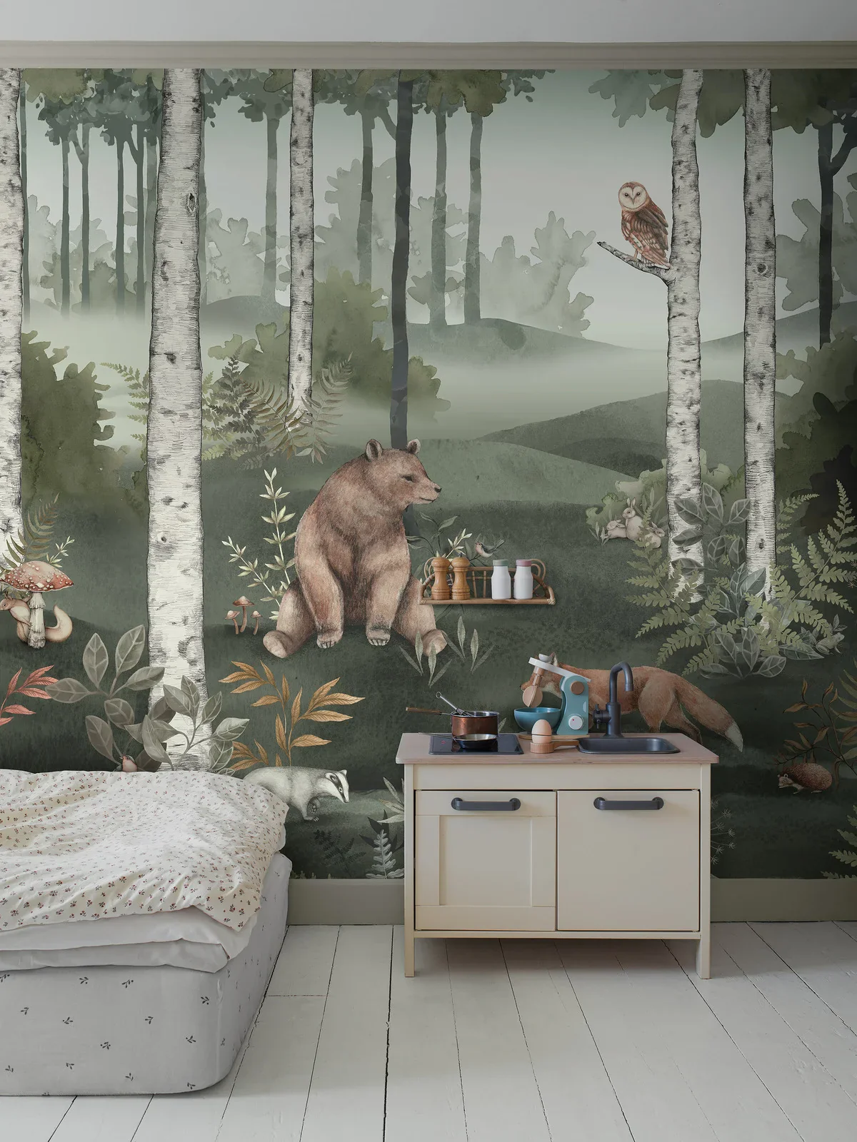 Mural dziecięcy z motywem roślinnym WILD FOREST zielony - Image 4