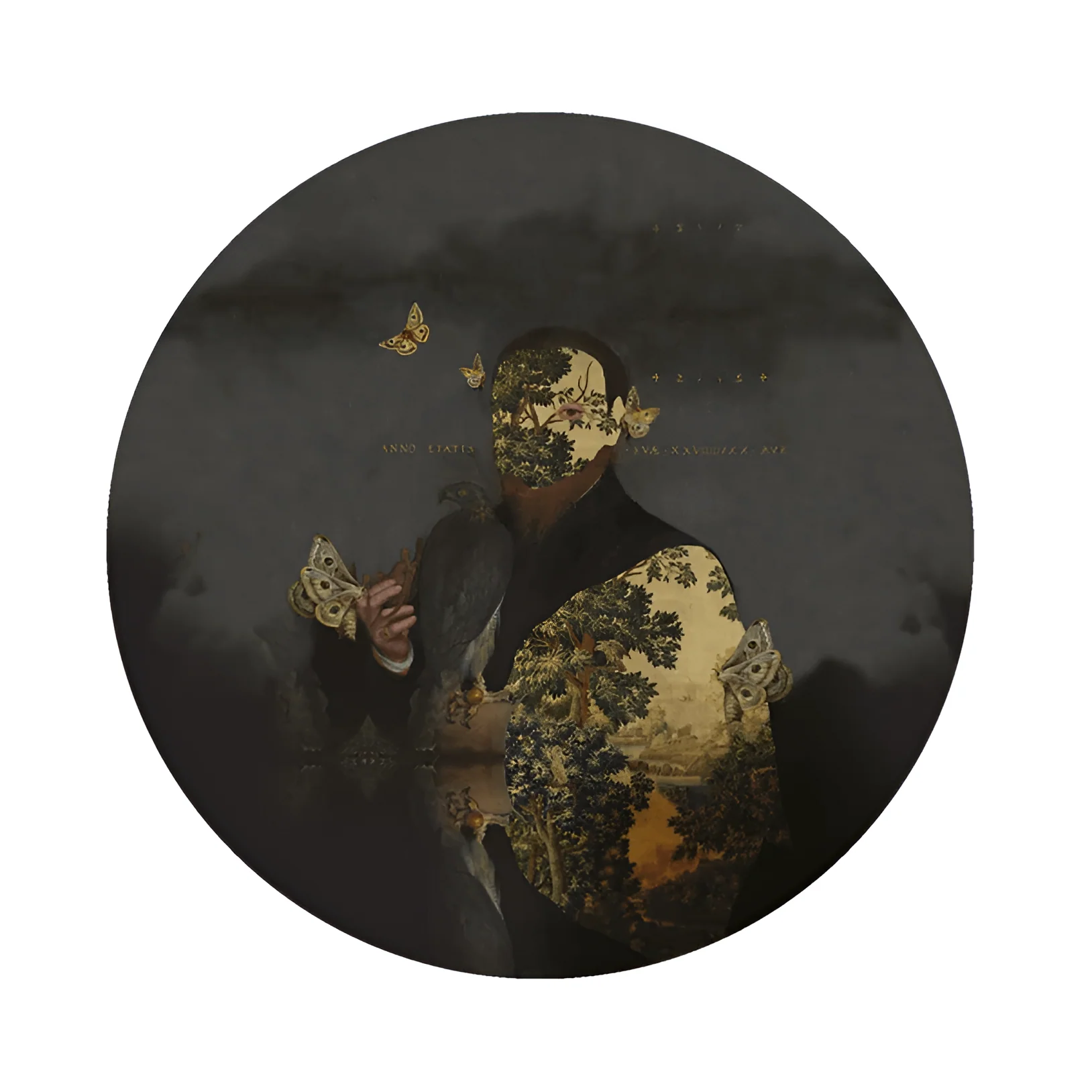 Mural w kształcie koła DOTS - GENTLEMAN MOTH ciemnoszary
