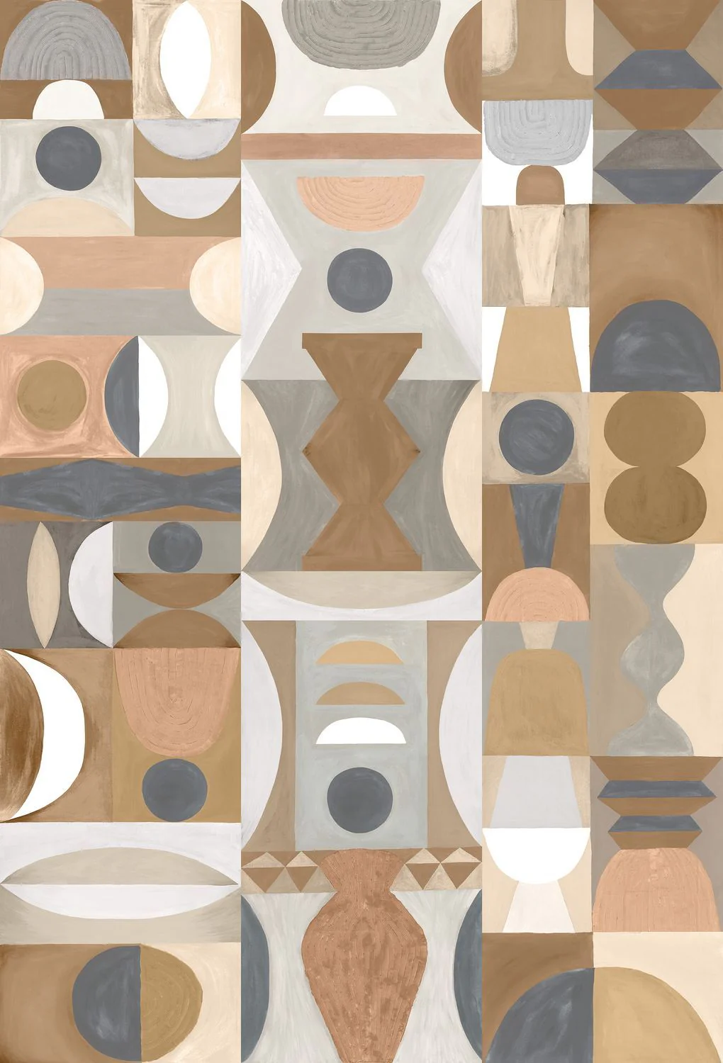 Mural z geometrycznym wzorem MODELAGE - CAMEL/NUDE beżowy z brązowym - Image 3