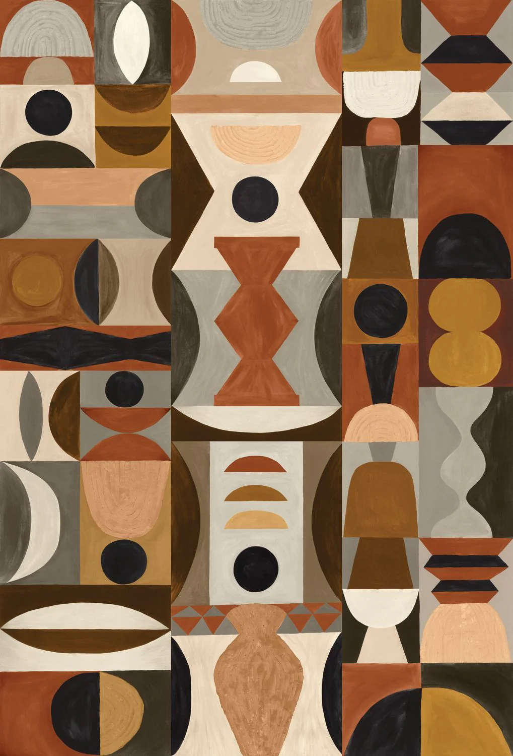 Mural z geometrycznym wzorem MODELAGE - TERRACOTTA/SABLE terakota z brązowym - Image 4