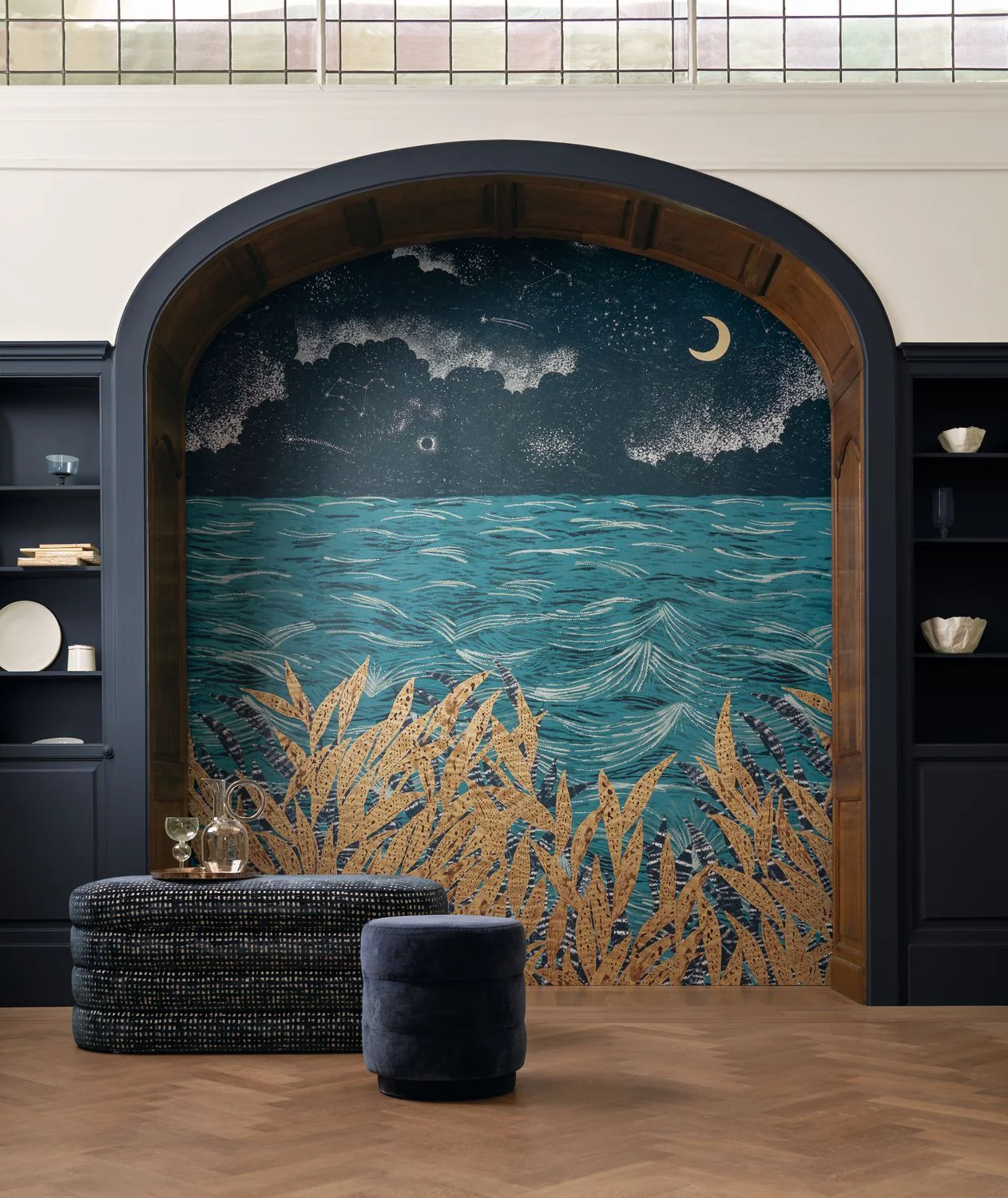 Mural z krajobrazem morskim CALLISTO - MARINE/DORE granatowy z beżowym - Image 2