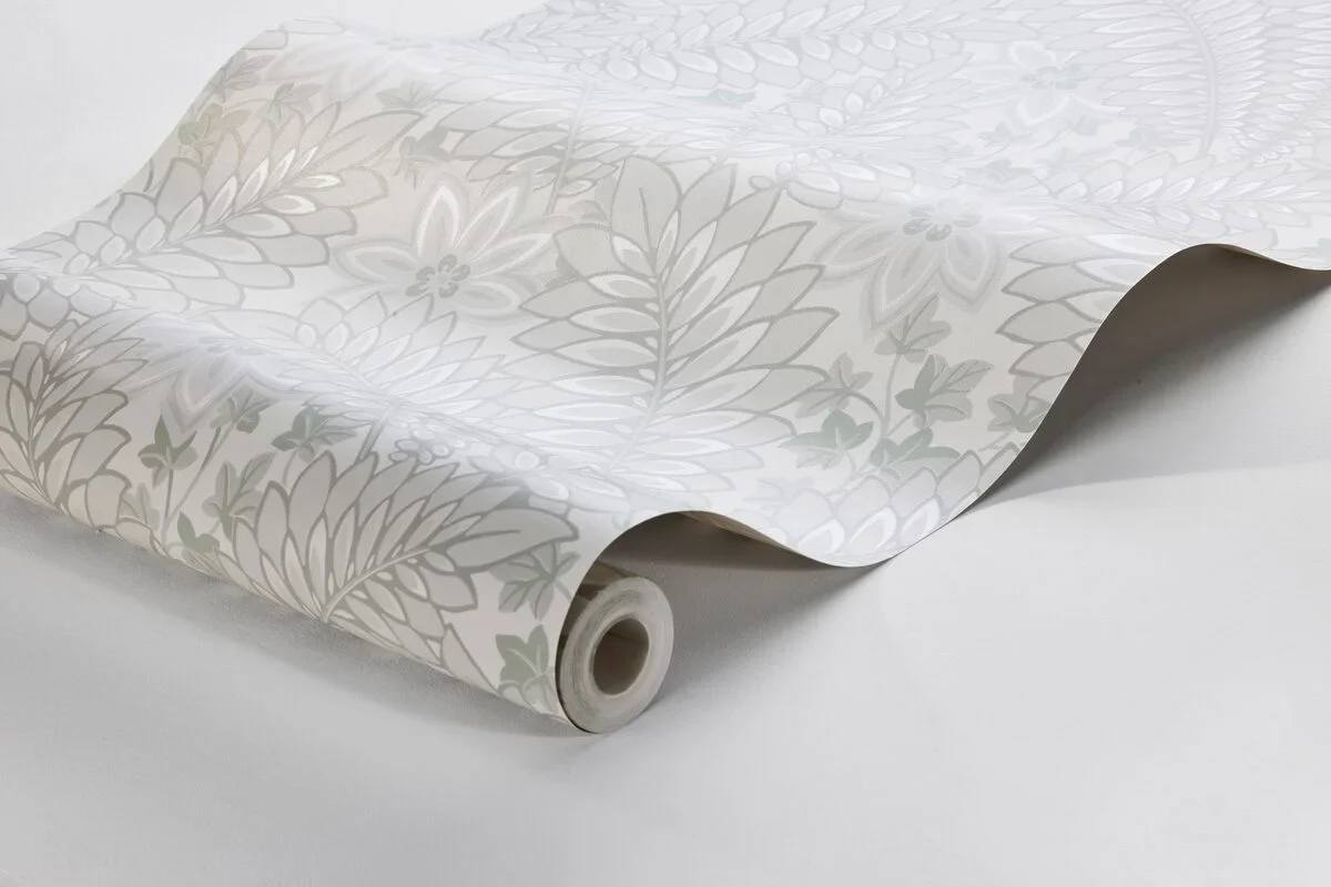 Tapeta z motywem roślinnym liści HIDDEN IVY biały z szarym - Image 4