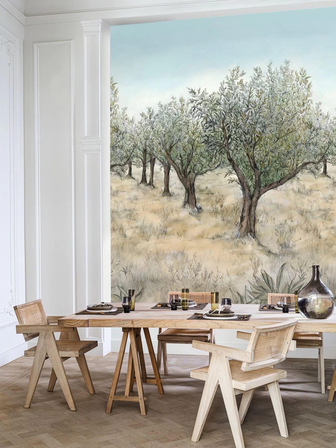 Mural z krajobrazem z motywem drzew LAURIS INT - KAKI/CIEL khaki z niebieskim - Image 2