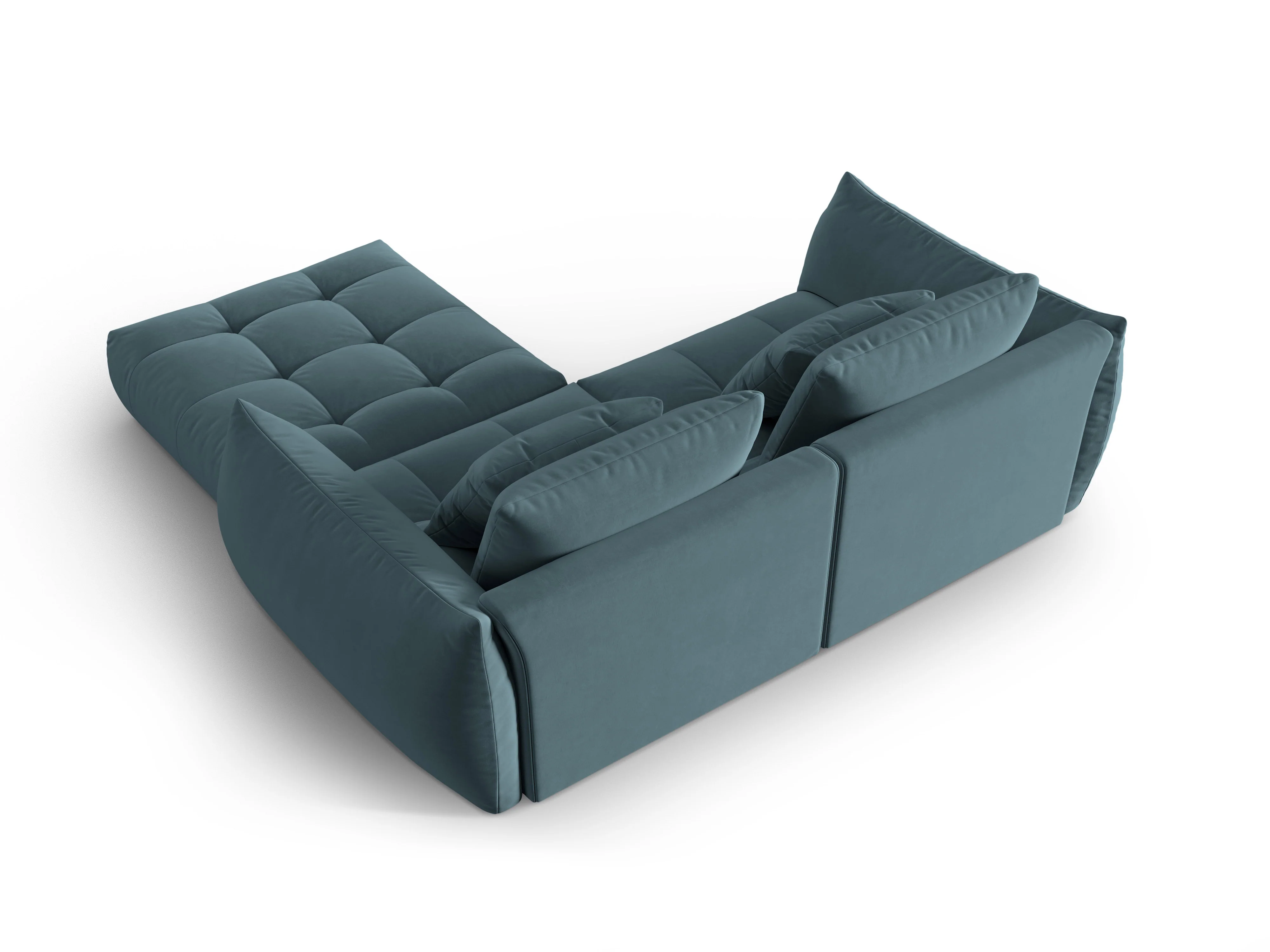 Narożnik aksamitny modułowy 3-osobowy BLOOM jasnoniebieski - Image 4