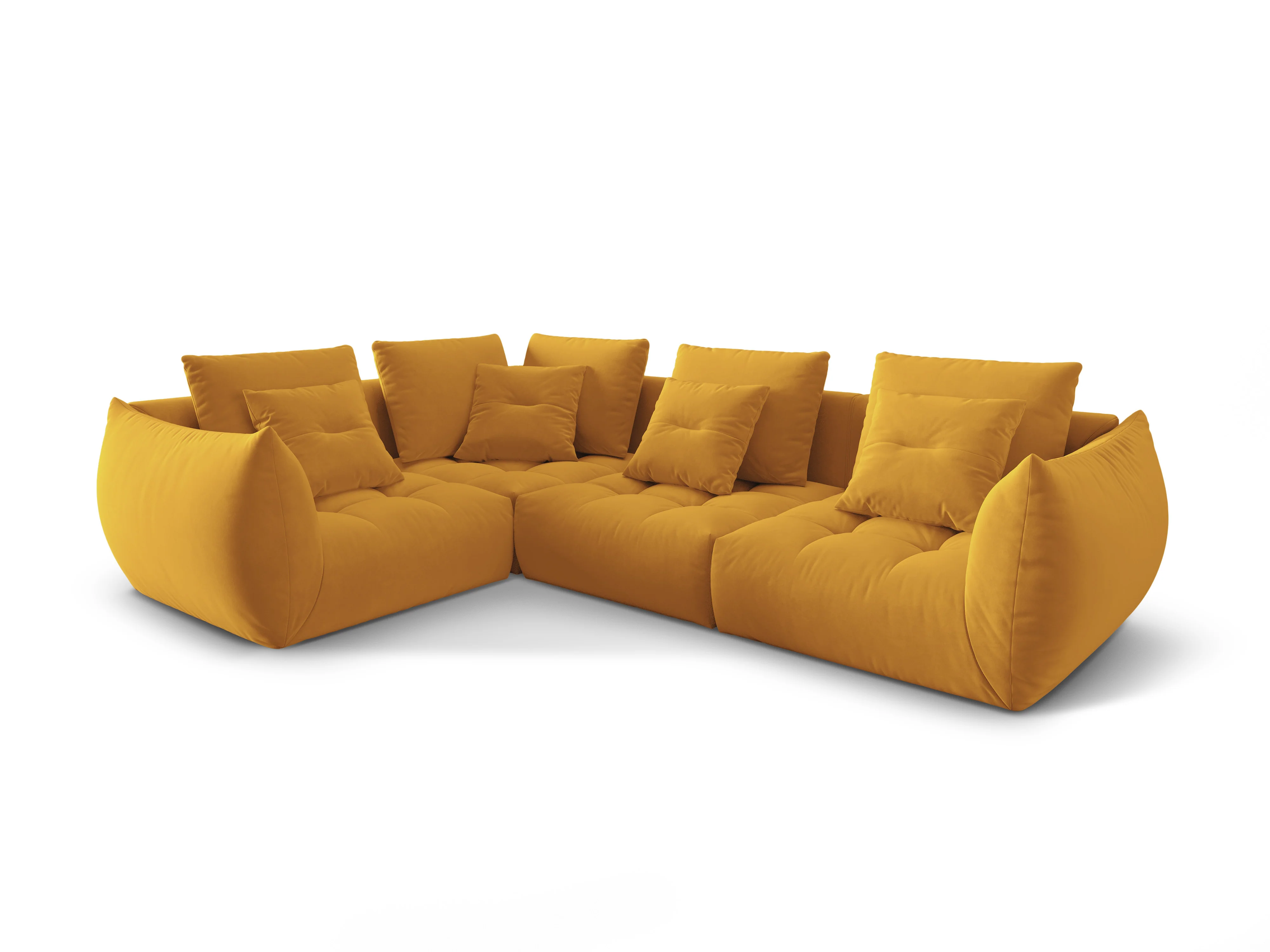Narożnik aksamitny modułowy 3-osobowy lewostronny BLOOM żółty - Image 3