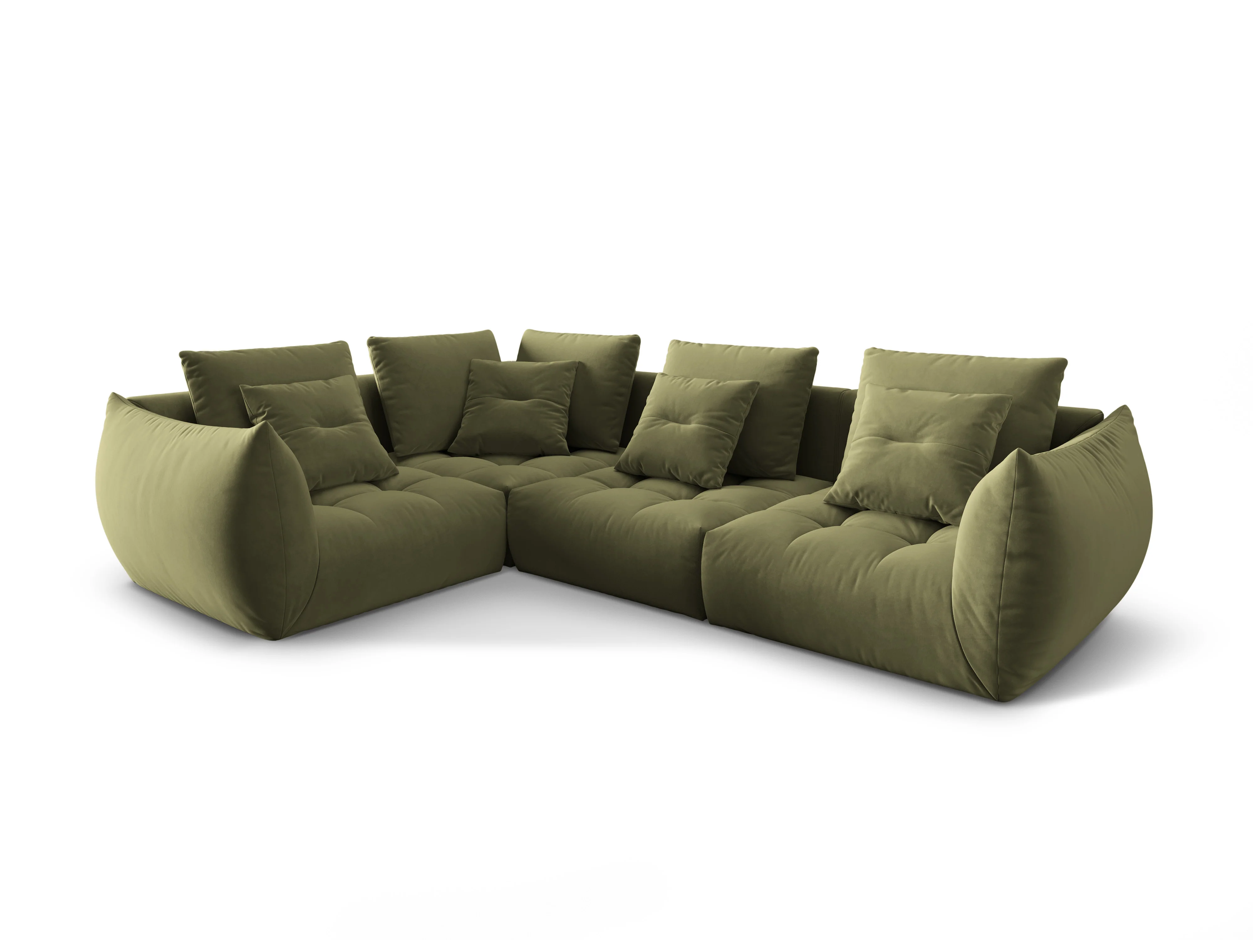 Narożnik aksamitny modułowy 3-osobowy lewostronny BLOOM zielony - Image 3