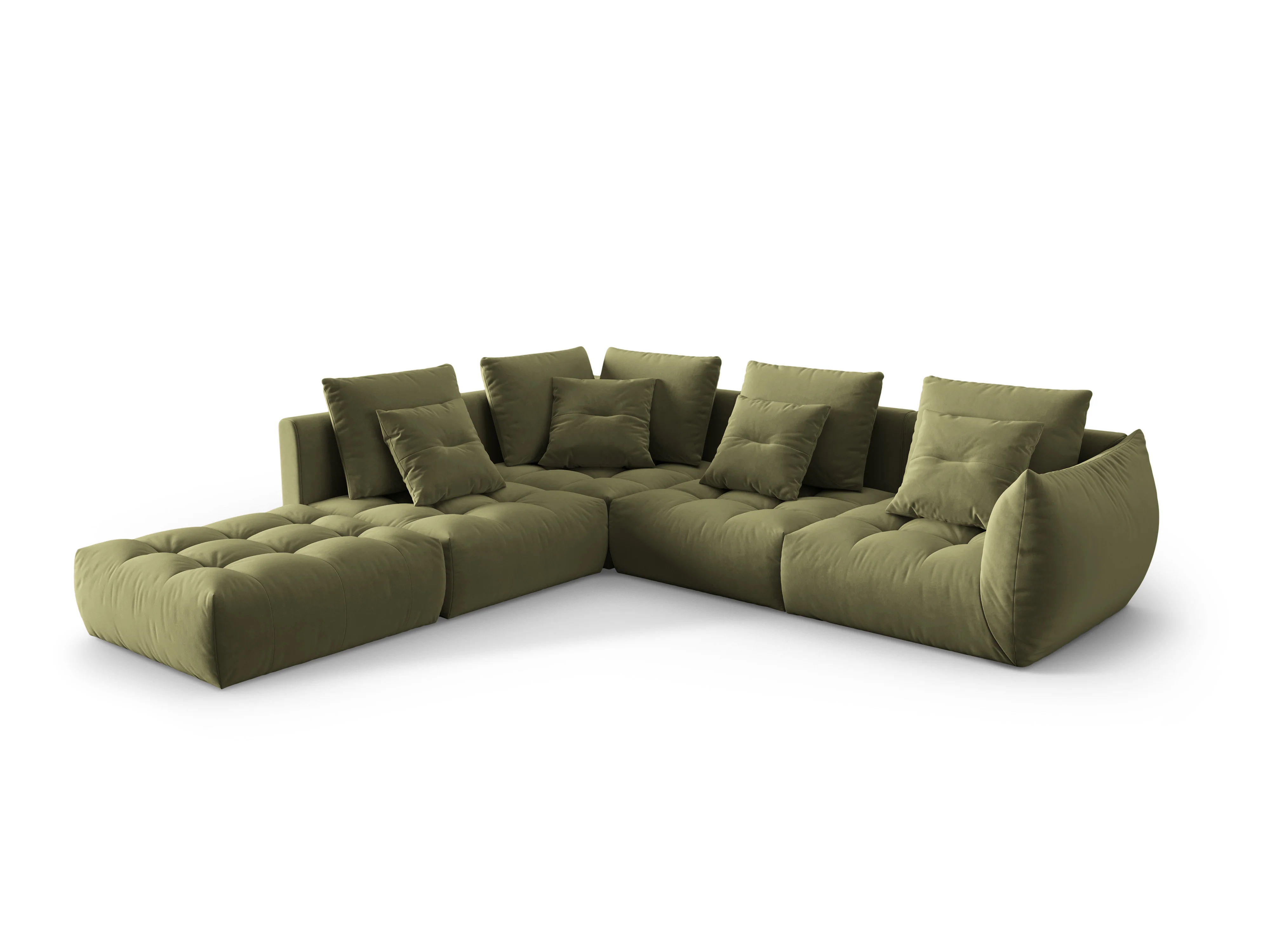 Narożnik aksamitny modułowy 4-osobowy lewostronny BLOOM zielony - Image 3