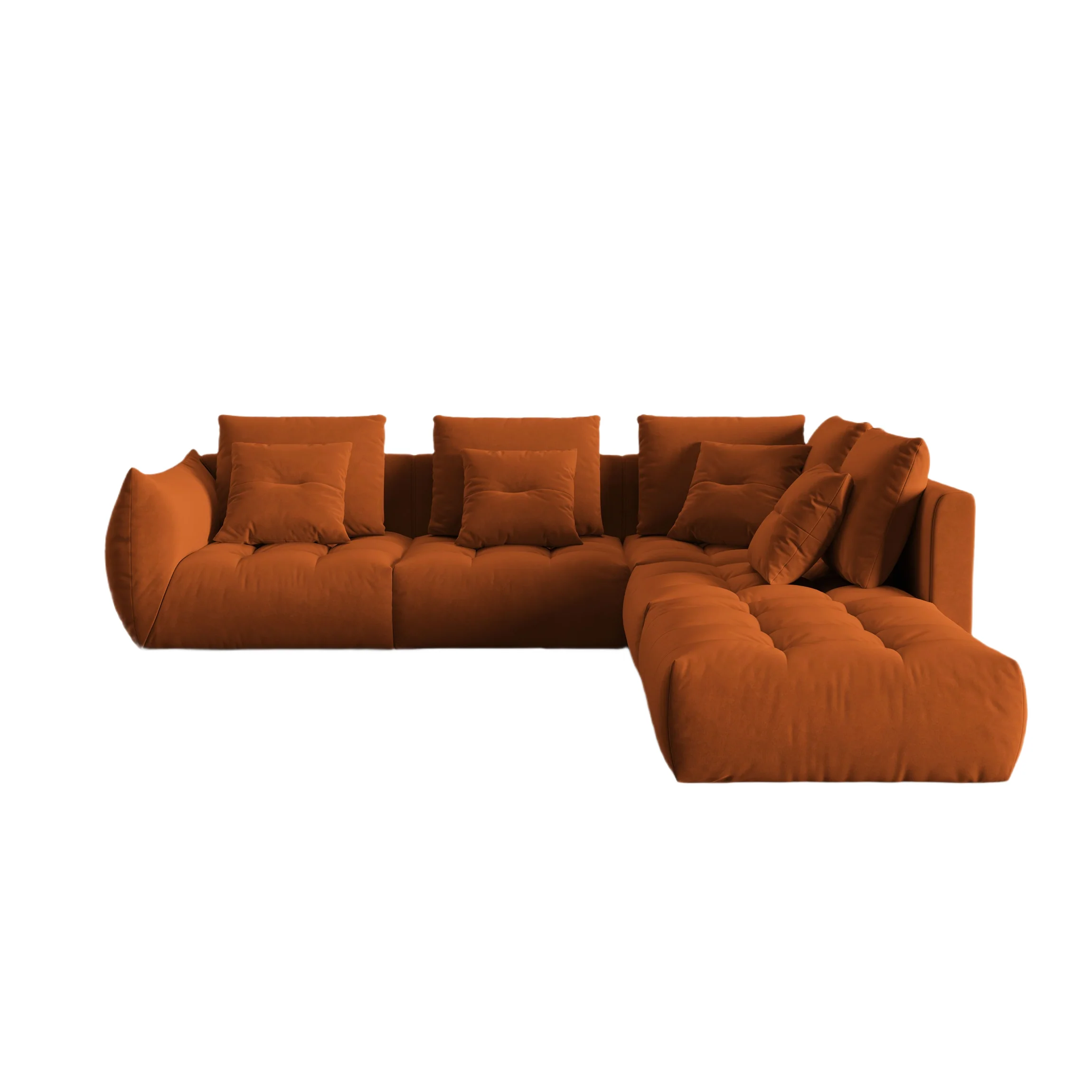 Narożnik aksamitny modułowy 4-osobowy prawostronny BLOOM terracotta