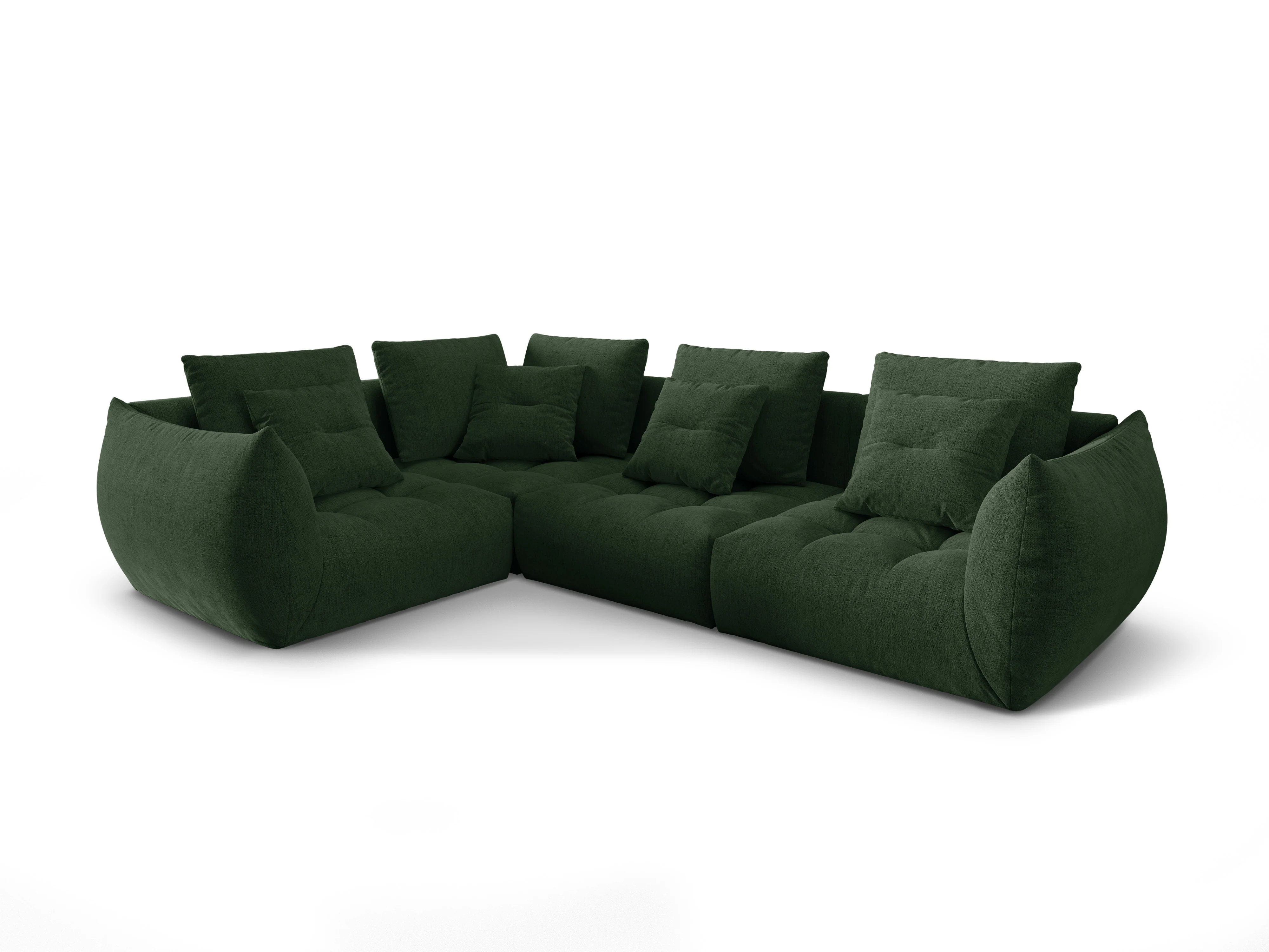 Narożnik modułowy 3-osobowy lewostronny BLOOM zielony szenil - Image 3