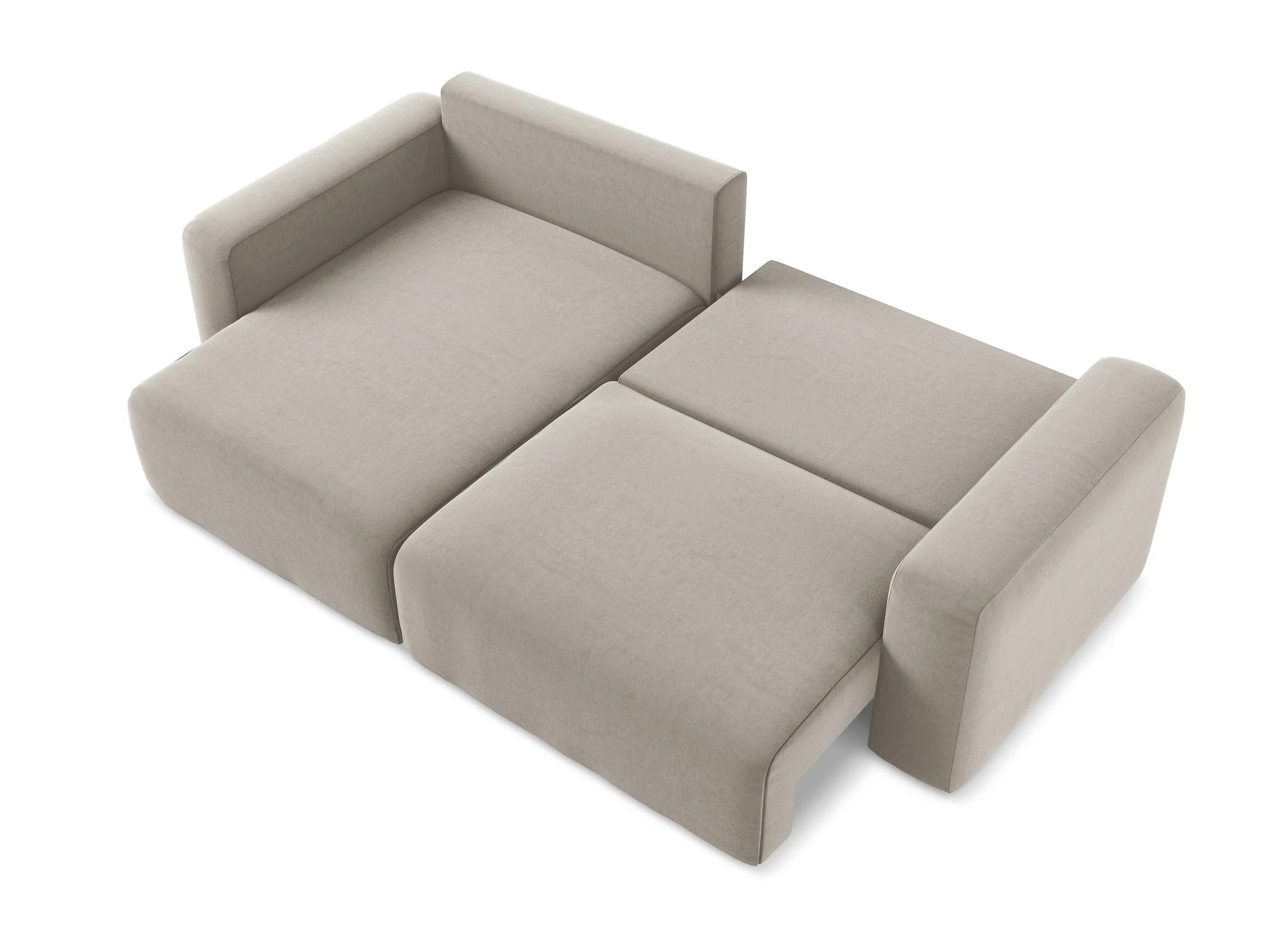 Narożnik aksamitny lewostronny z funkcją spania KONA taupe - Image 7