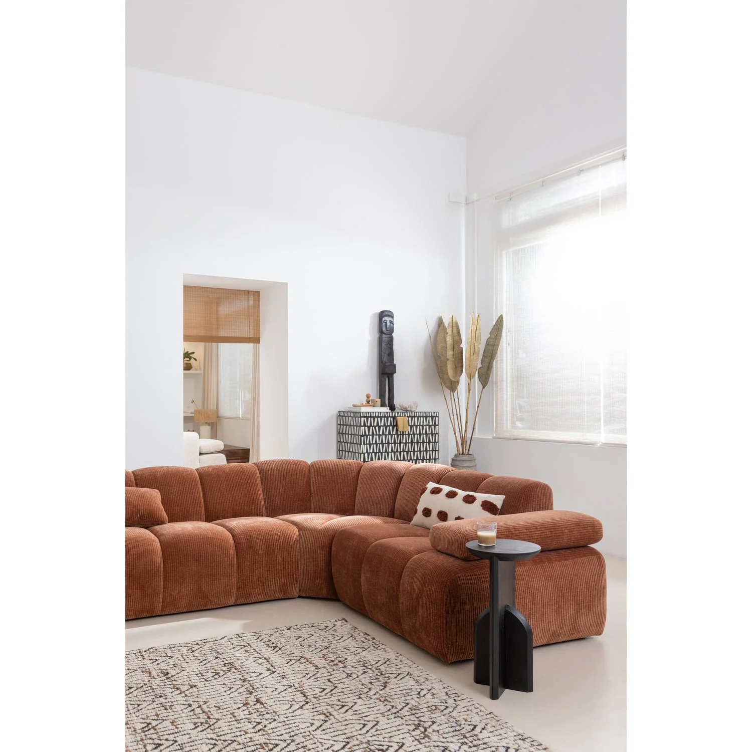 Narożnik modułowy prawostronny 6-osobowy MOJO rdzawy brązowy sztruks - Image 3