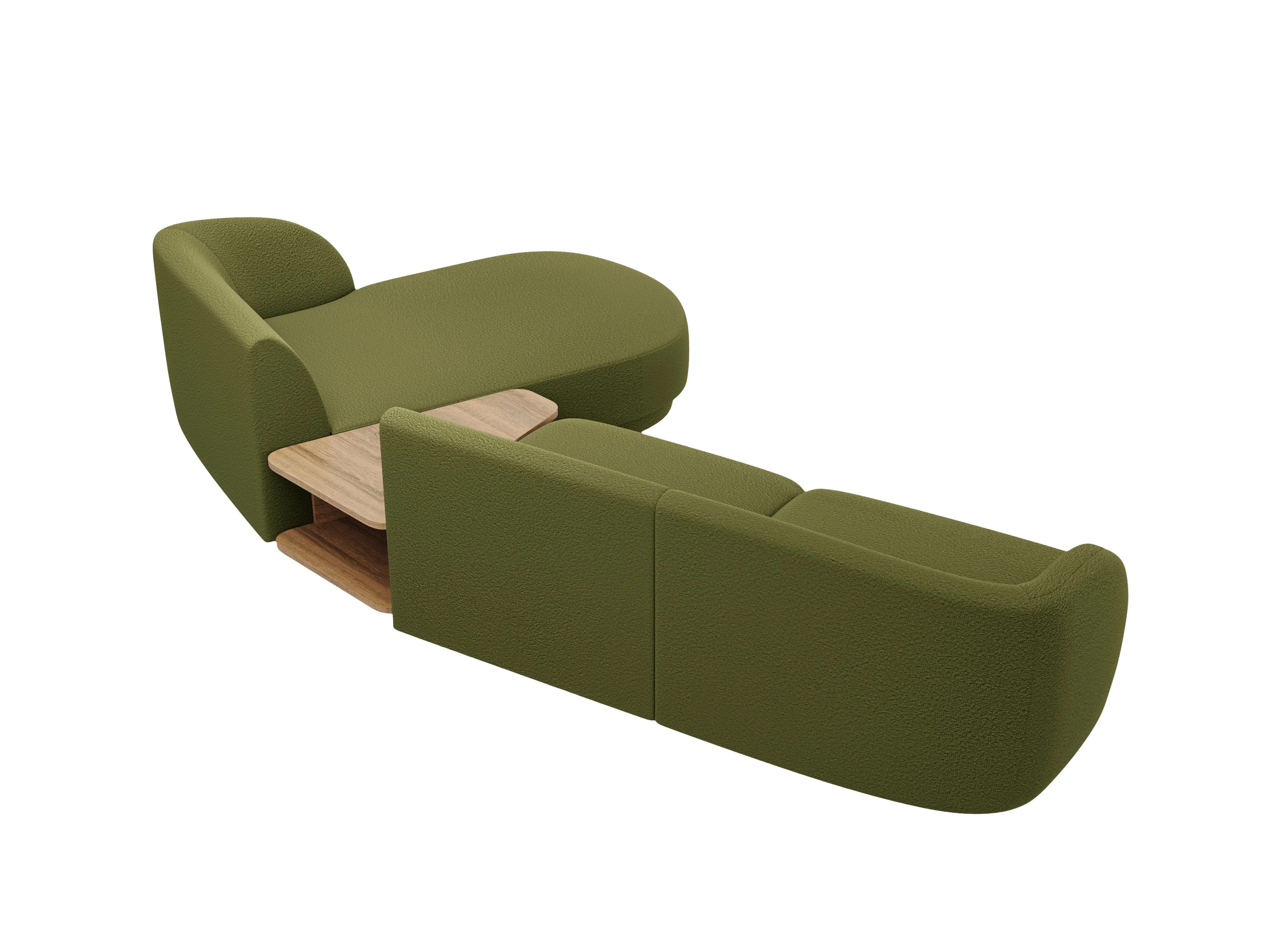 Narożnik modułowy ze stolikiem 3-osobowy prawostronny MILEY zielony boucle - Image 3