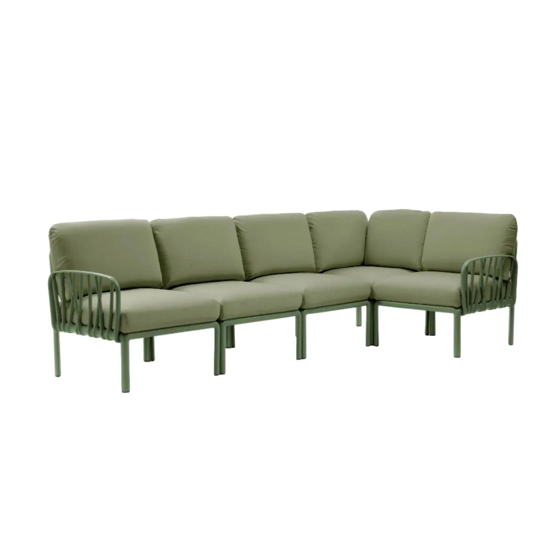 Narożnik modułowy zewnętrzny KOMODO 5 ciemnozielony Sunbrella® z agave zieloną podstawą