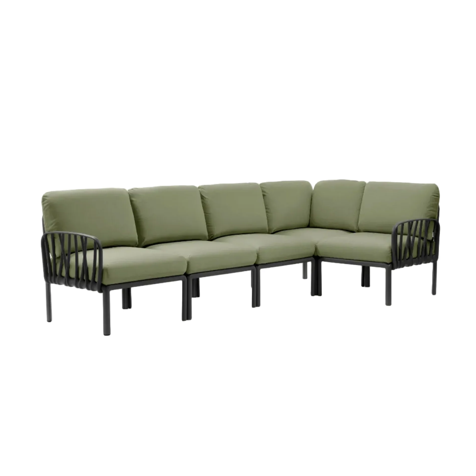 Narożnik modułowy zewnętrzny KOMODO 5 ciemnozielony Sunbrella® z antracytową podstawą