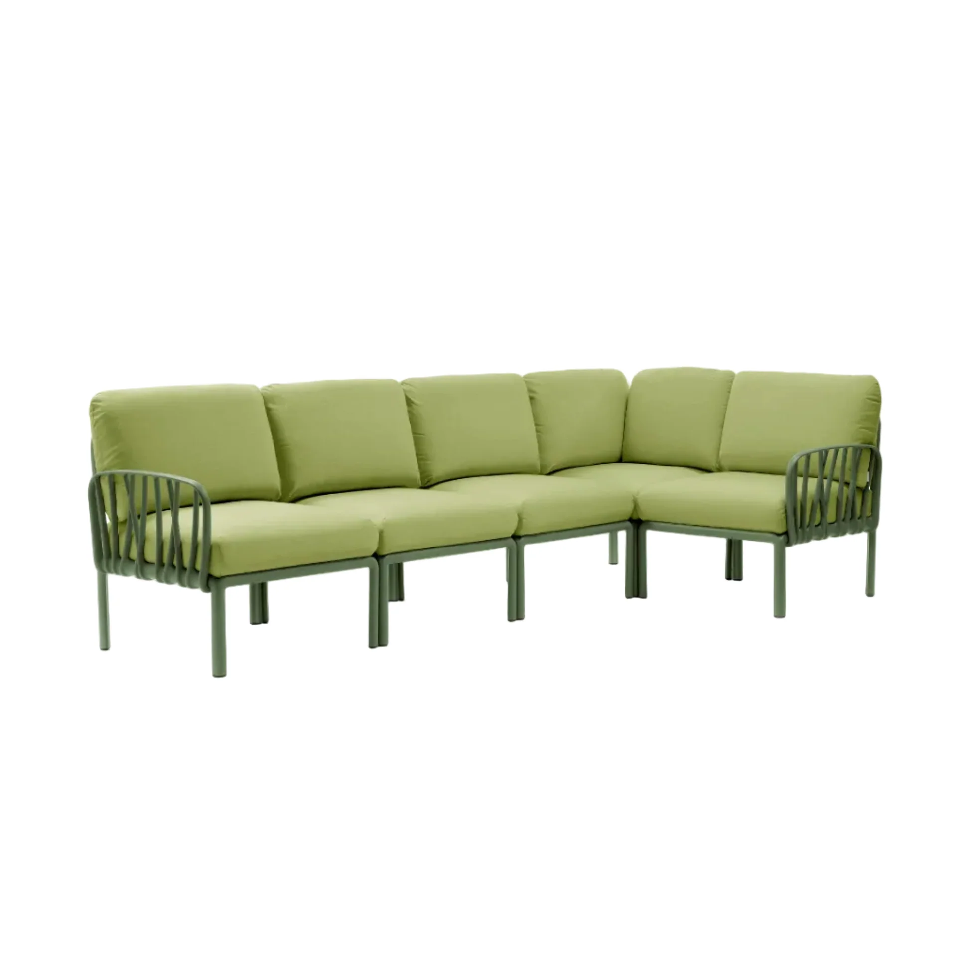 Narożnik modułowy zewnętrzny KOMODO 5 zielony Sunbrella® z agave zieloną podstawą