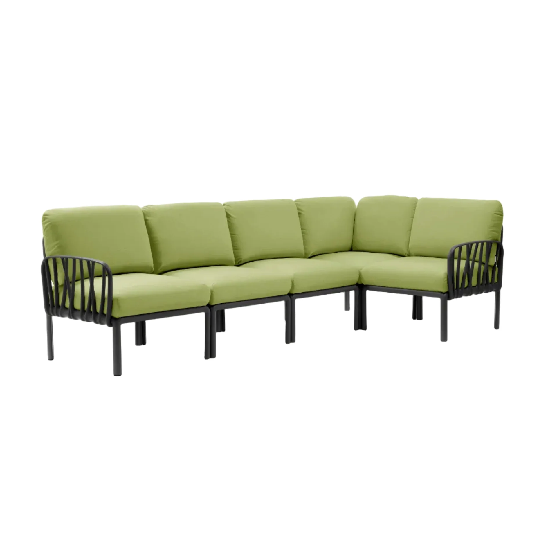 Narożnik modułowy zewnętrzny KOMODO 5 zielony Sunbrella® z antracytową podstawą