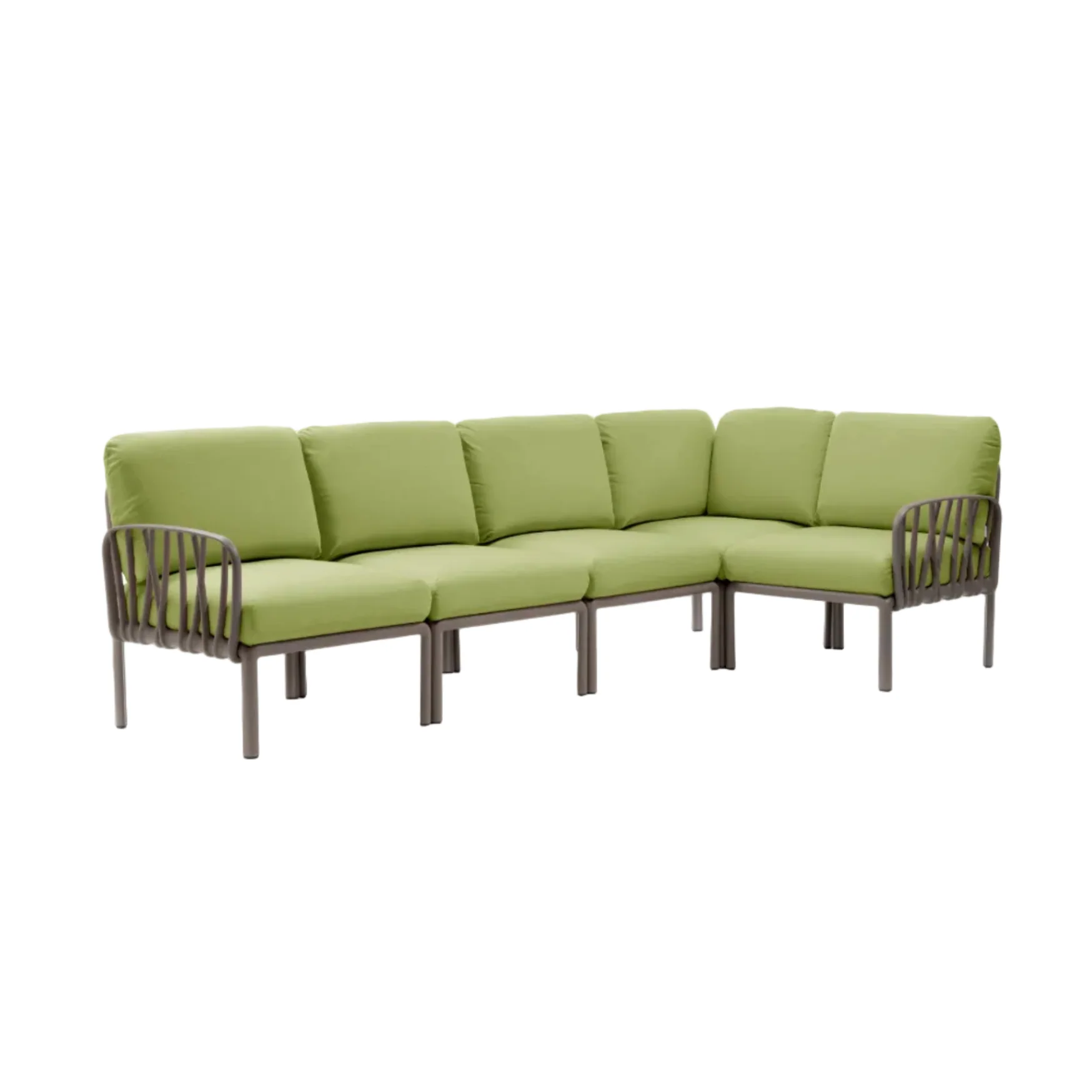 Narożnik modułowy zewnętrzny KOMODO 5 zielony Sunbrella® z taupe podstawą