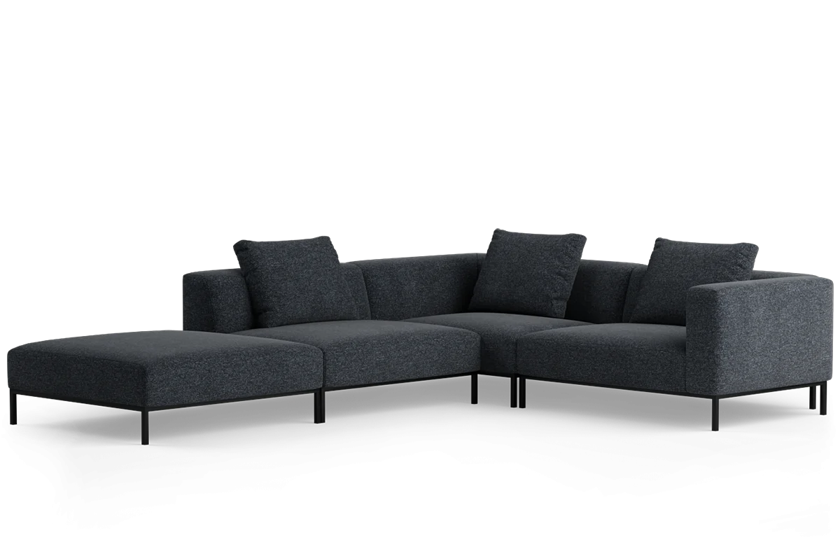 Narożnik modułowy otwarty lewostronny HOLDEN tapicerowany z czarną podstawą - Image 3