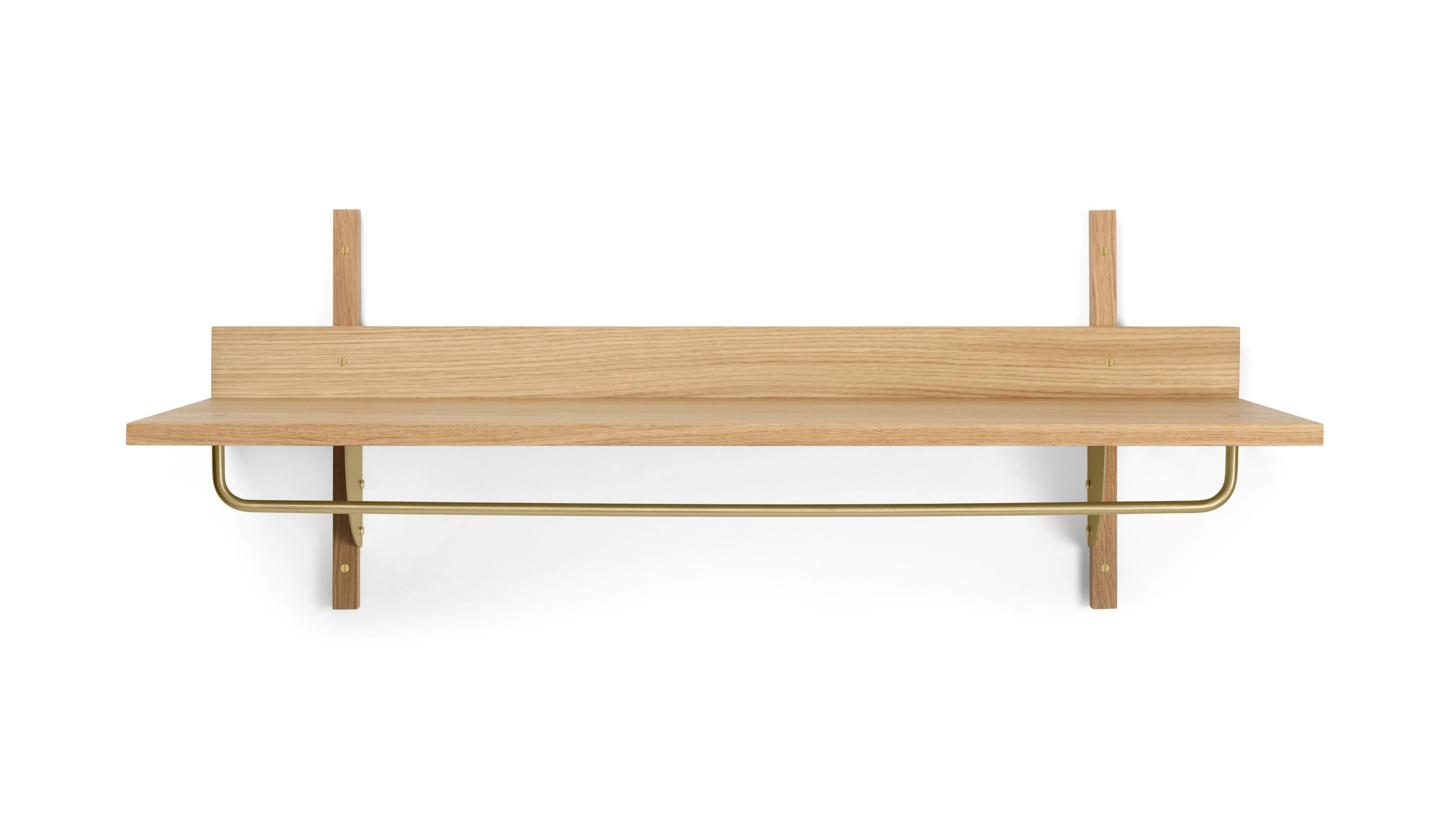 Półka z relingiem SECTOR RACK SHELF fornir dębowy z mosiężnym wykończeniem - Image 5