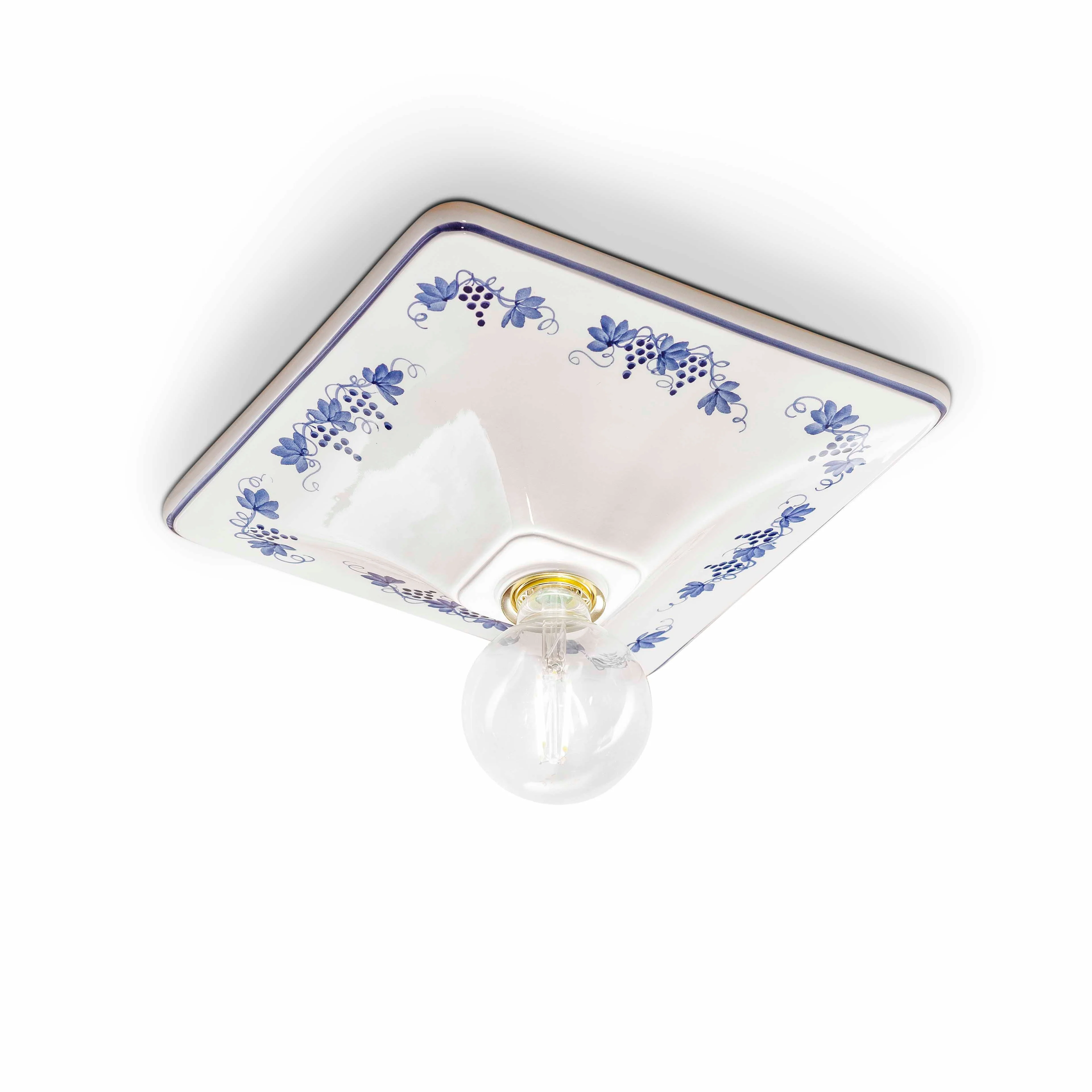 Plafon ceramiczny TRIESTE biały z niebieskim wzorem