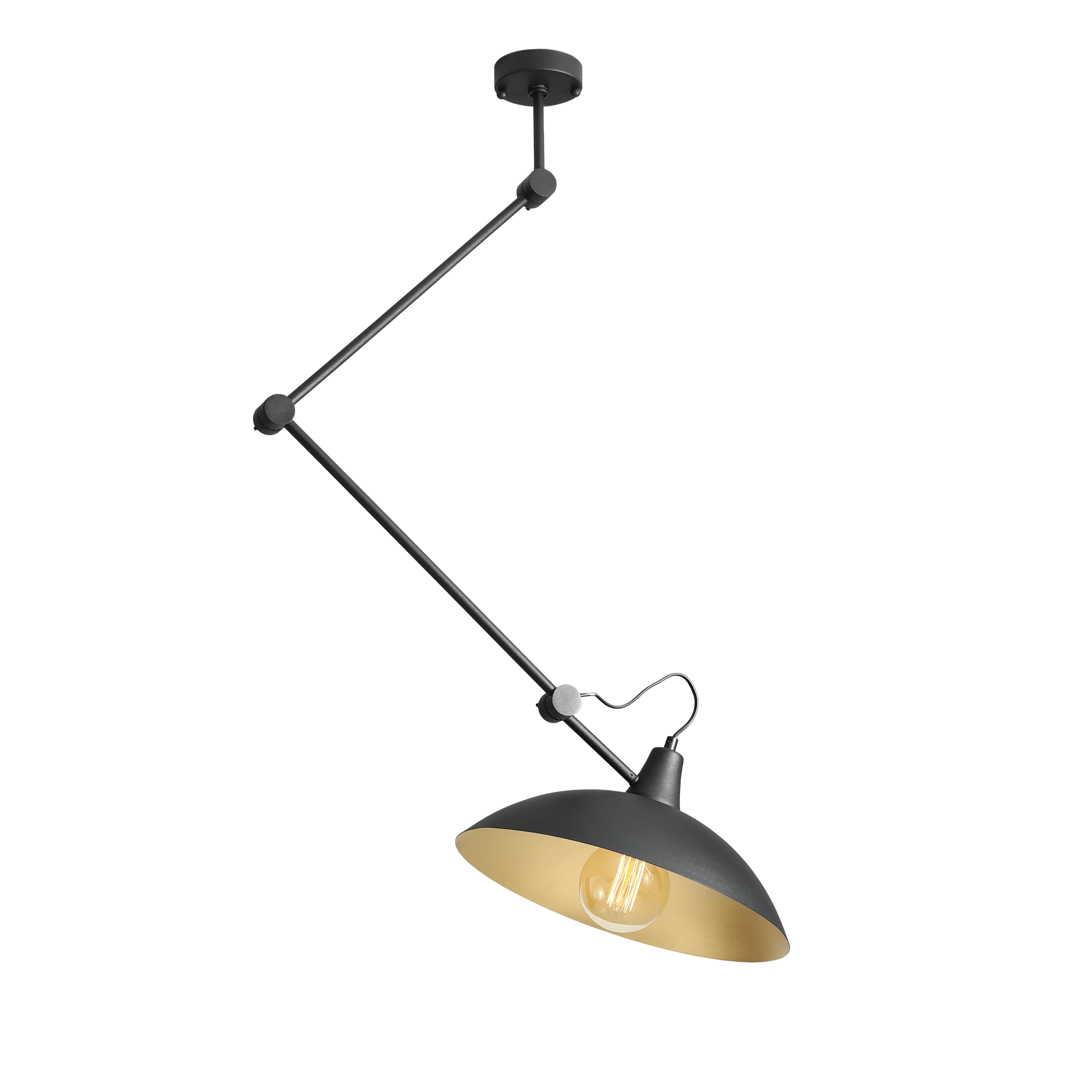 Lampa sufitowa regulowana MELOS czarny ze złotym wykończeniem
