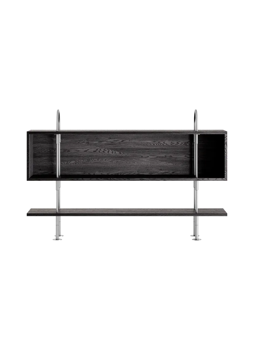 Regał KEEN BOX ciemne drewno jesionowe z satynową stalową ramą - Image 7