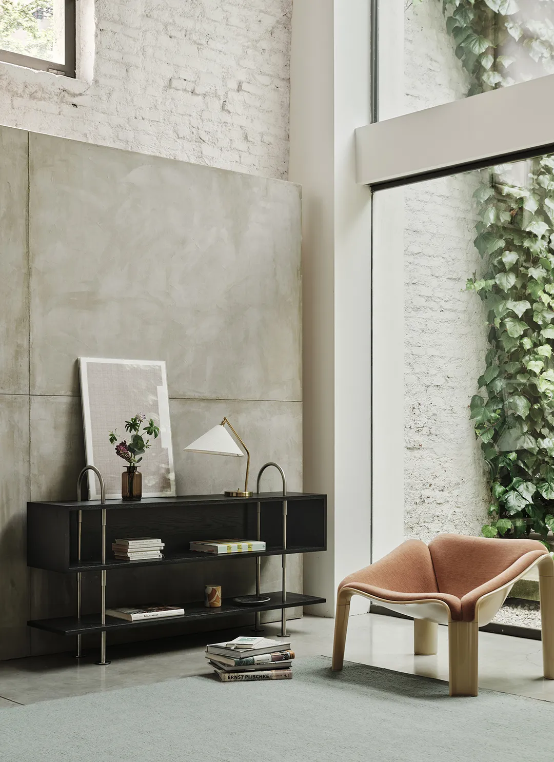 Regał KEEN BOX szare drewno z czarną mosiężną ramą - Image 2