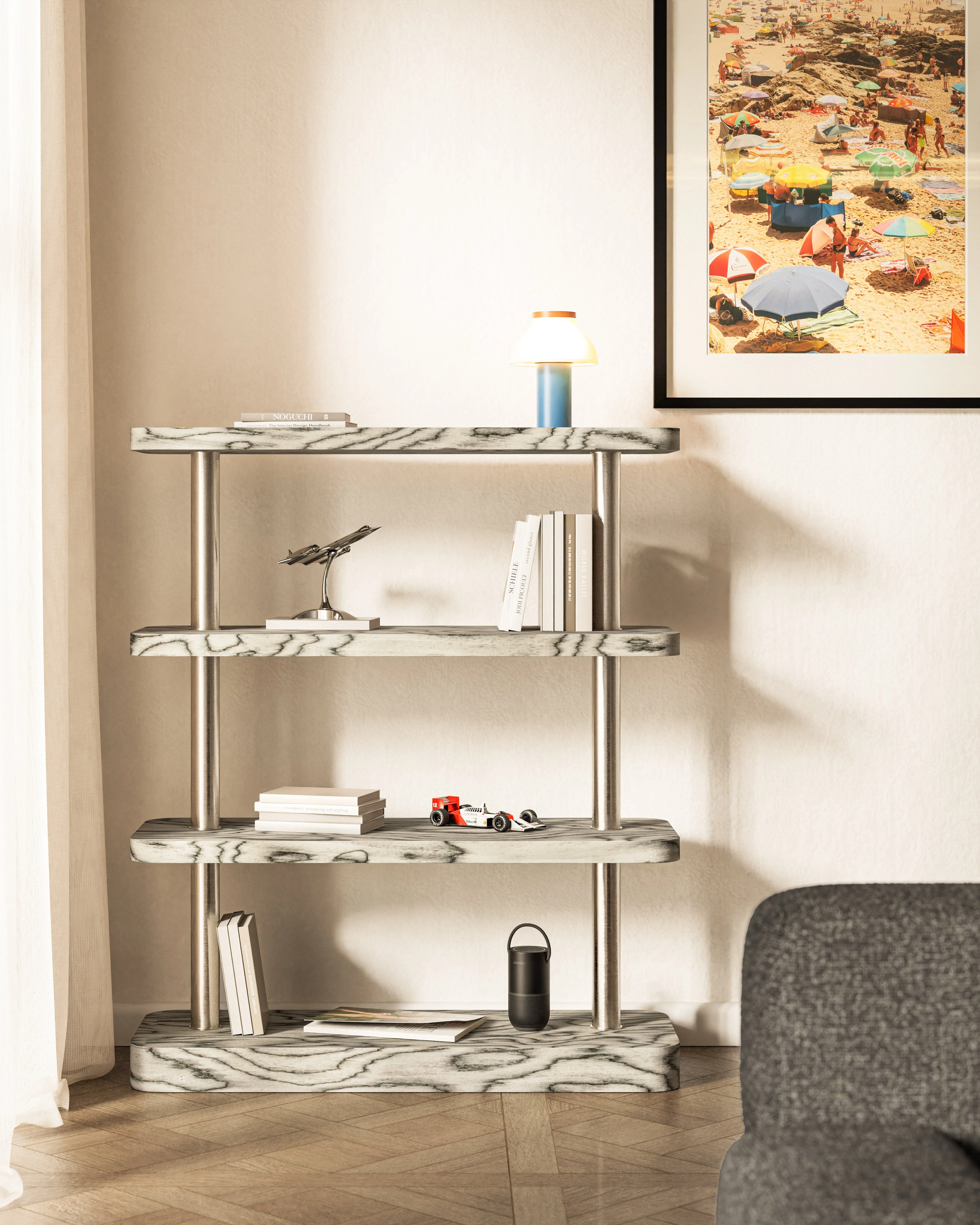 Regał MOD fornir Sottsass ze stalowymi elementami - Image 4