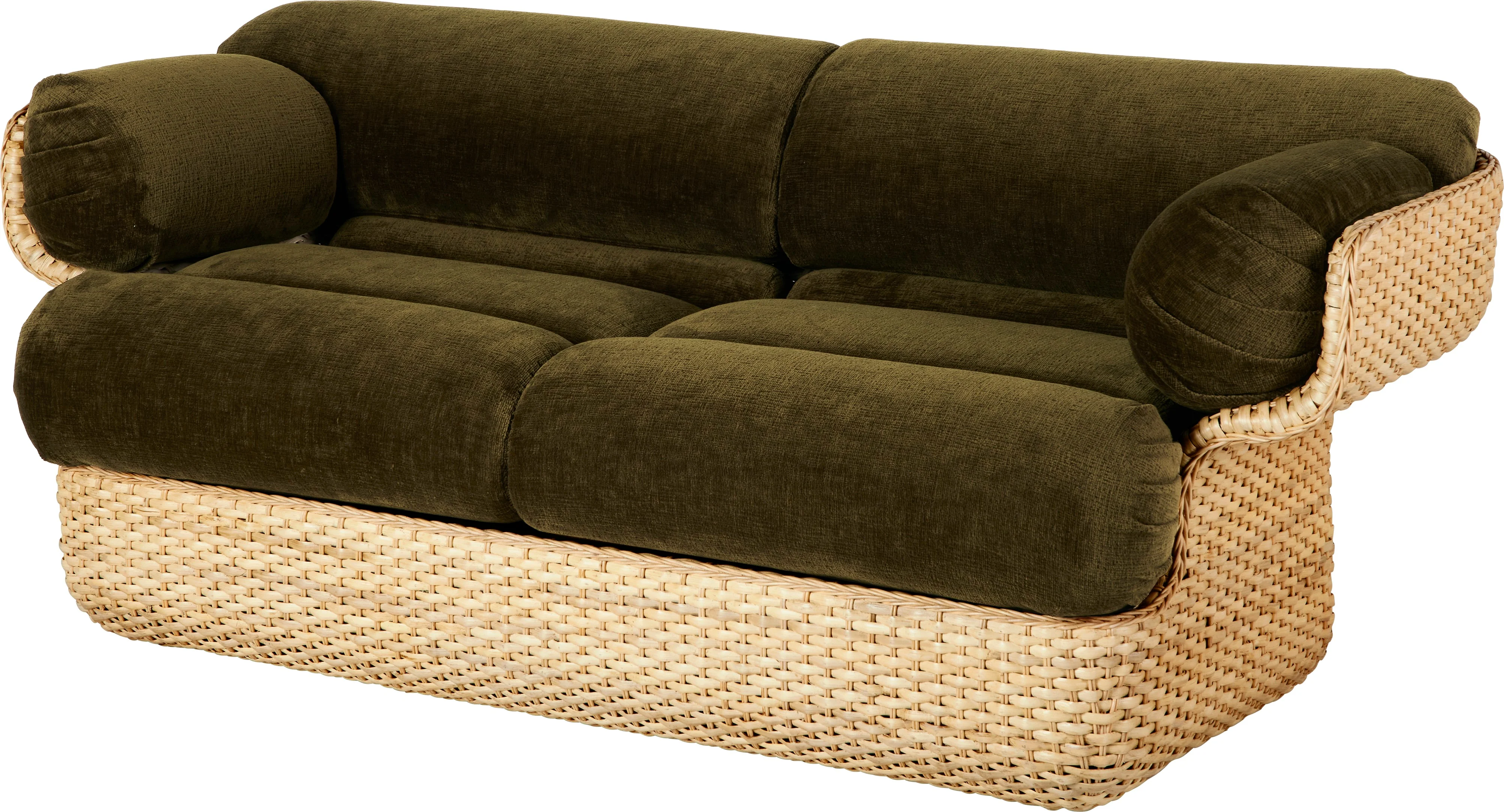 Sofa 2-osobowa BASKET zielony z rattanem - Image 11