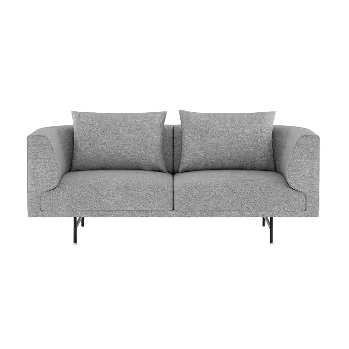 Sofa 2-osobowa CHIMNEY szara tkanina Brook z czarną podstawą