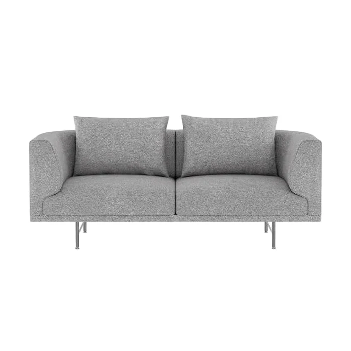 Sofa 2-osobowa CHIMNEY szara tkanina Brook ze stalową podstawą