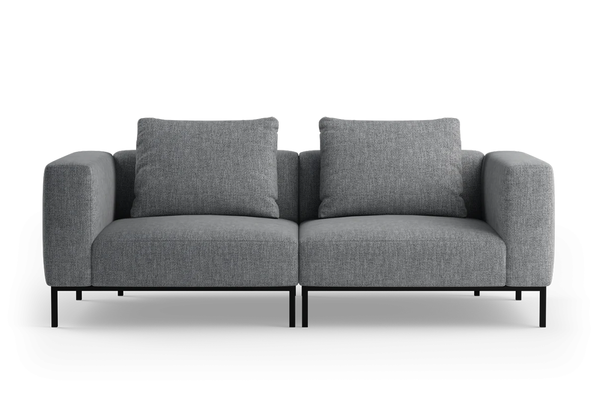 Sofa modułowa 2-osobowa HOLDEN tapicerowany z czarną podstawą